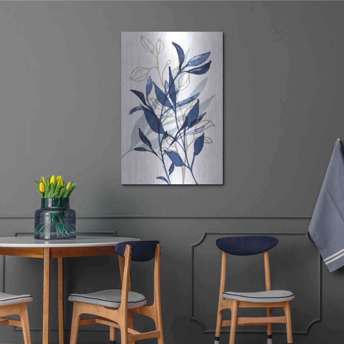 Luxe Metal Art 'Botanical Blues I' by Bluebird Barn, Metal Wall Art,24x36