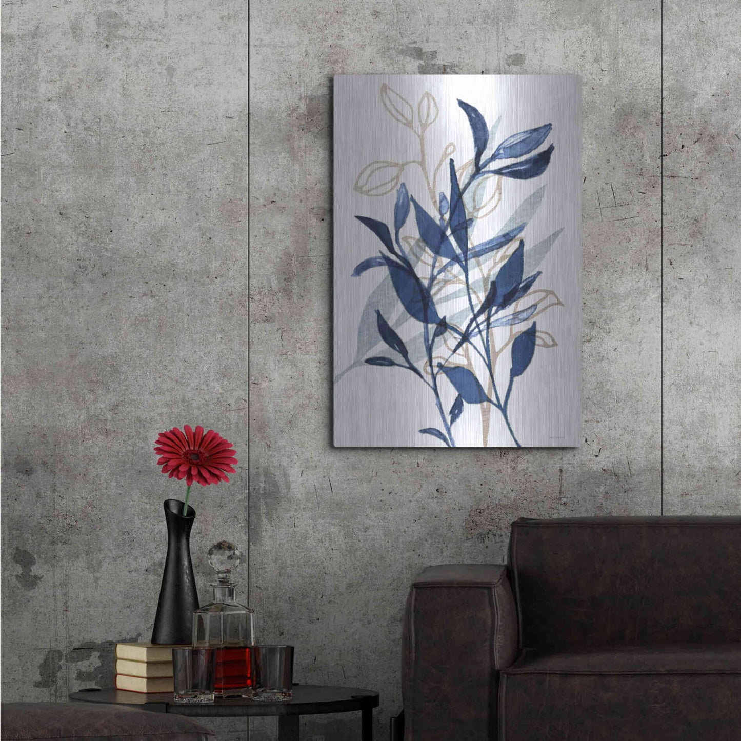 Luxe Metal Art 'Botanical Blues I' by Bluebird Barn, Metal Wall Art,24x36