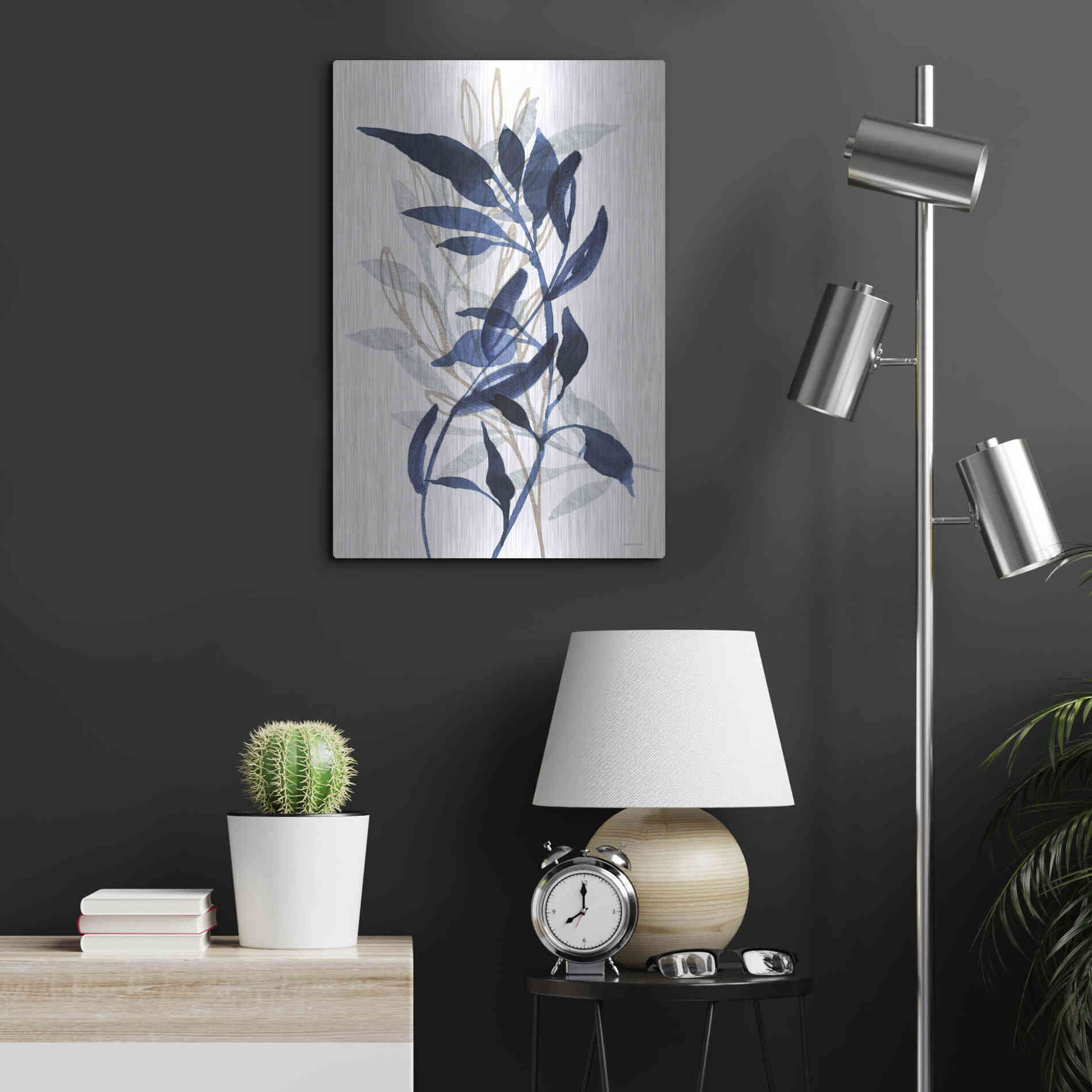 Luxe Metal Art 'Botanical Blues II' by Bluebird Barn, Metal Wall Art,16x24