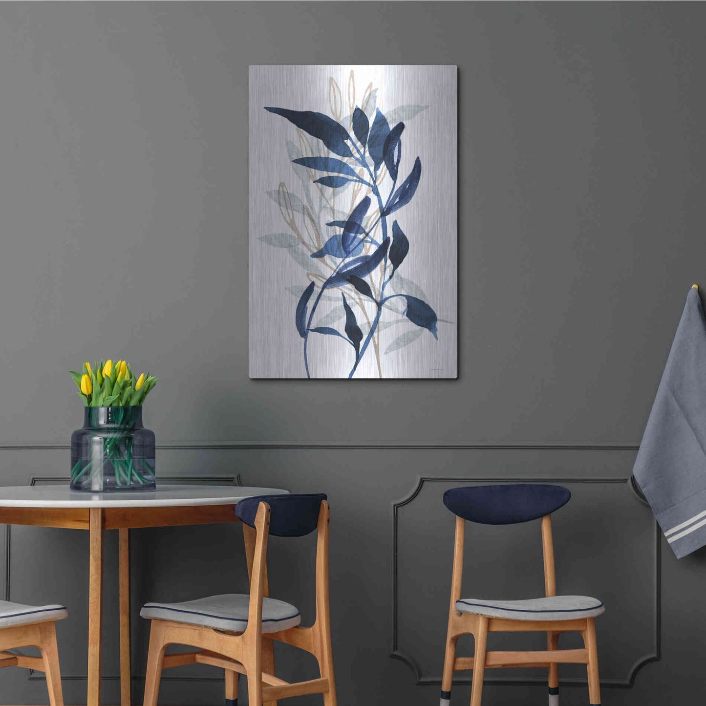 Luxe Metal Art 'Botanical Blues II' by Bluebird Barn, Metal Wall Art,24x36