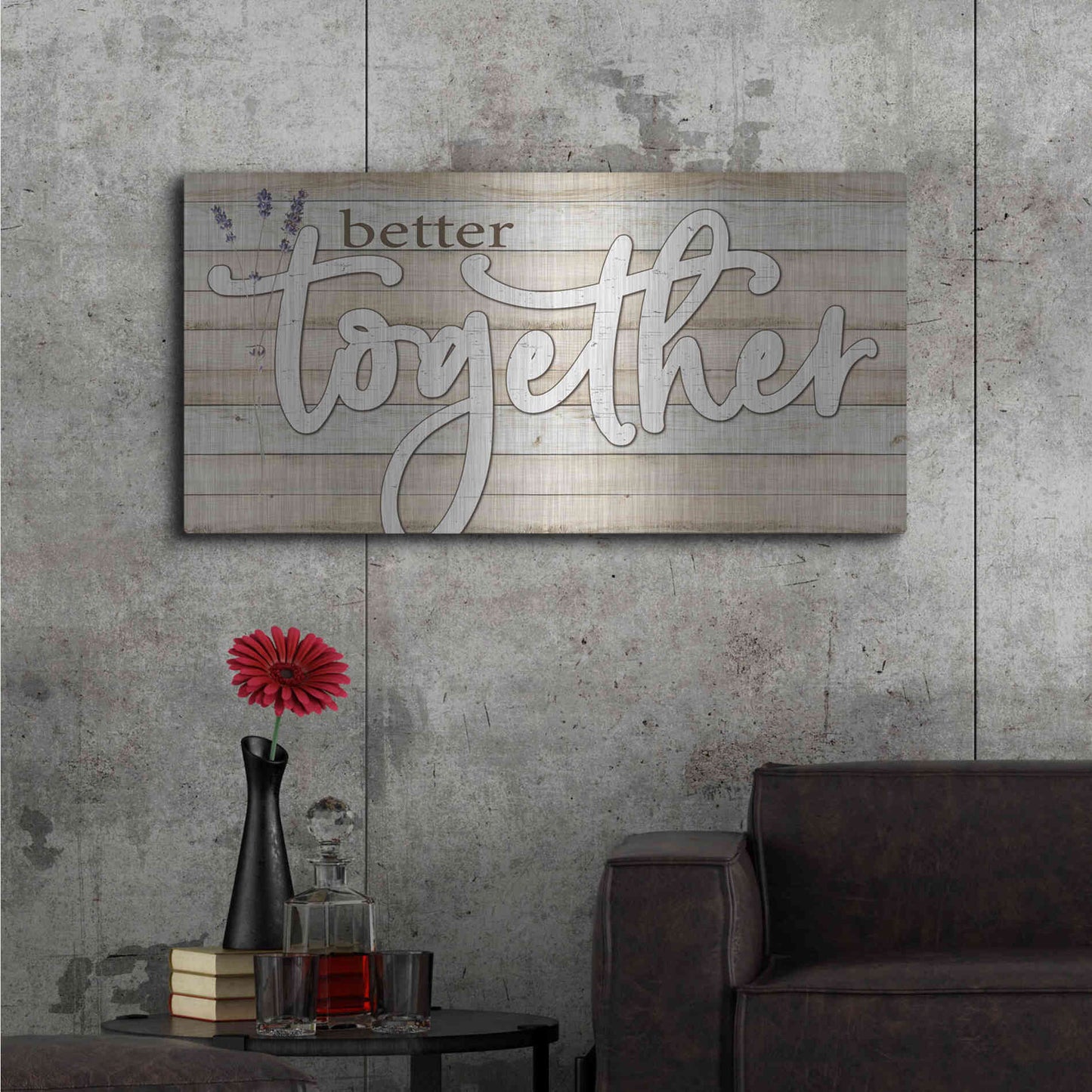 Luxe Metal Art 'Better Together' by Susie Boyer, Metal Wall Art,48x24