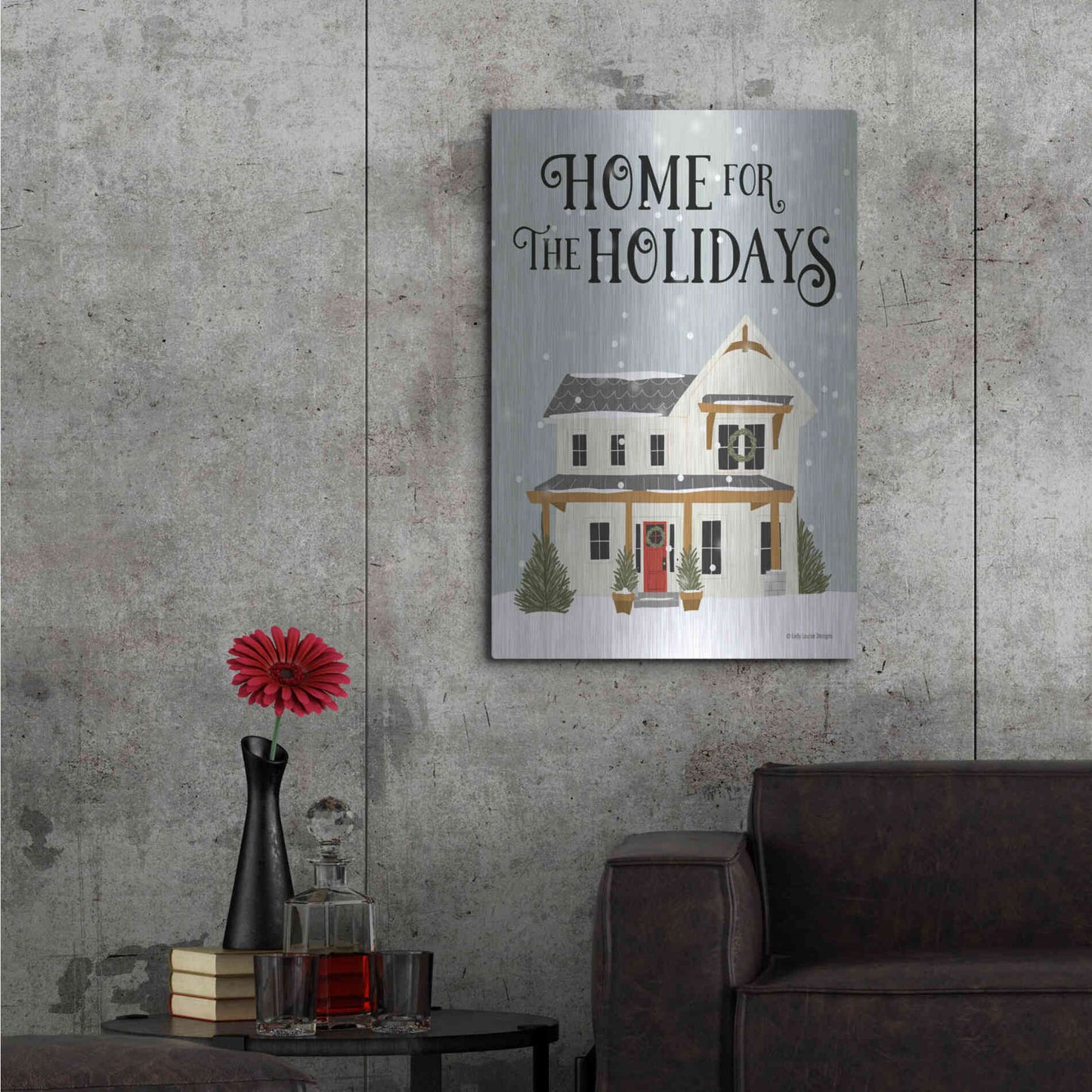 Luxe Metal Art 'Holiday House' by Lady Louise Designs, Metal Wall Art,24x36