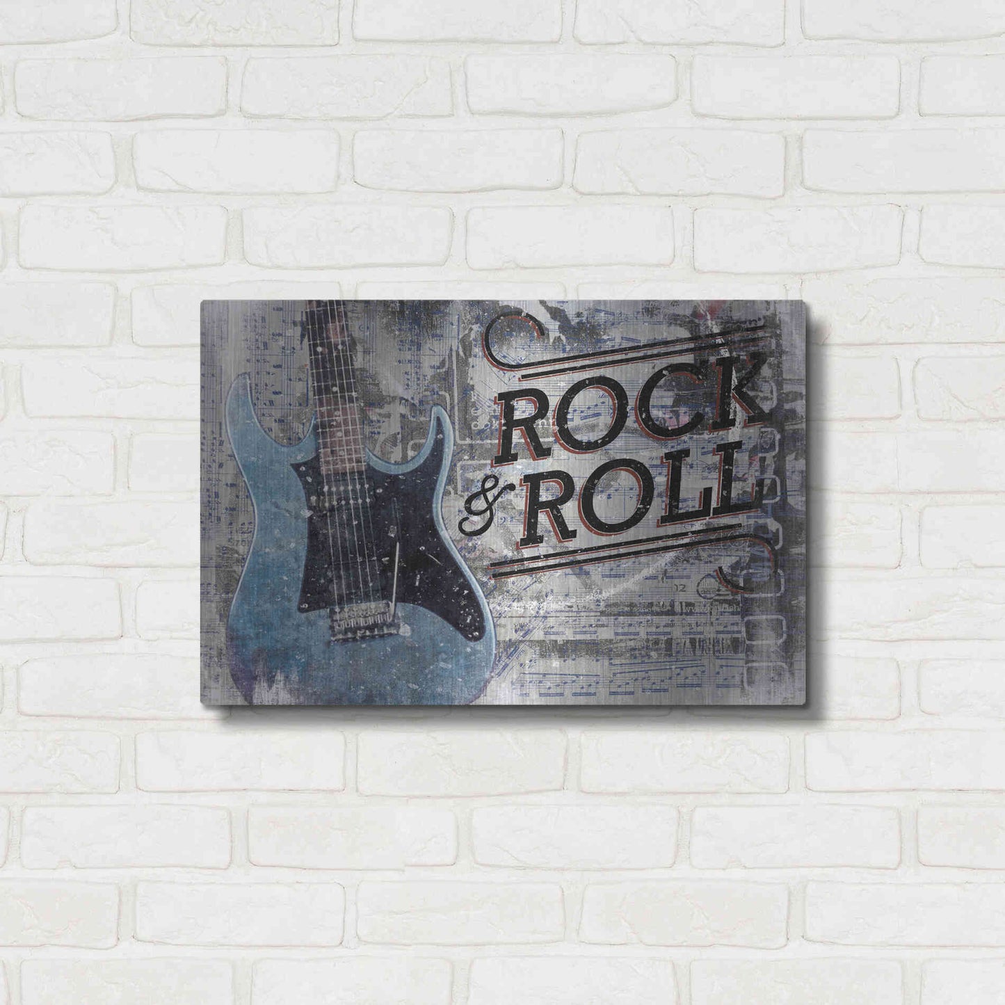 Luxe Metal Art 'Rock & Roll Guitar' by Cloverfield & Co, Metal Wall Art,24x16