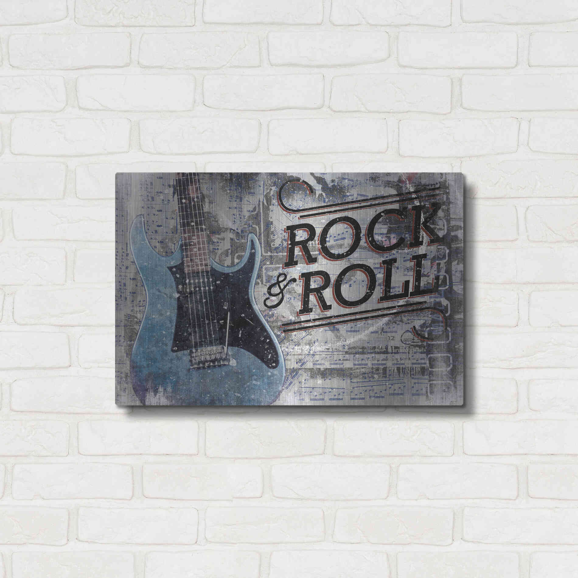 Luxe Metal Art 'Rock & Roll Guitar' by Cloverfield & Co, Metal Wall Art,24x16