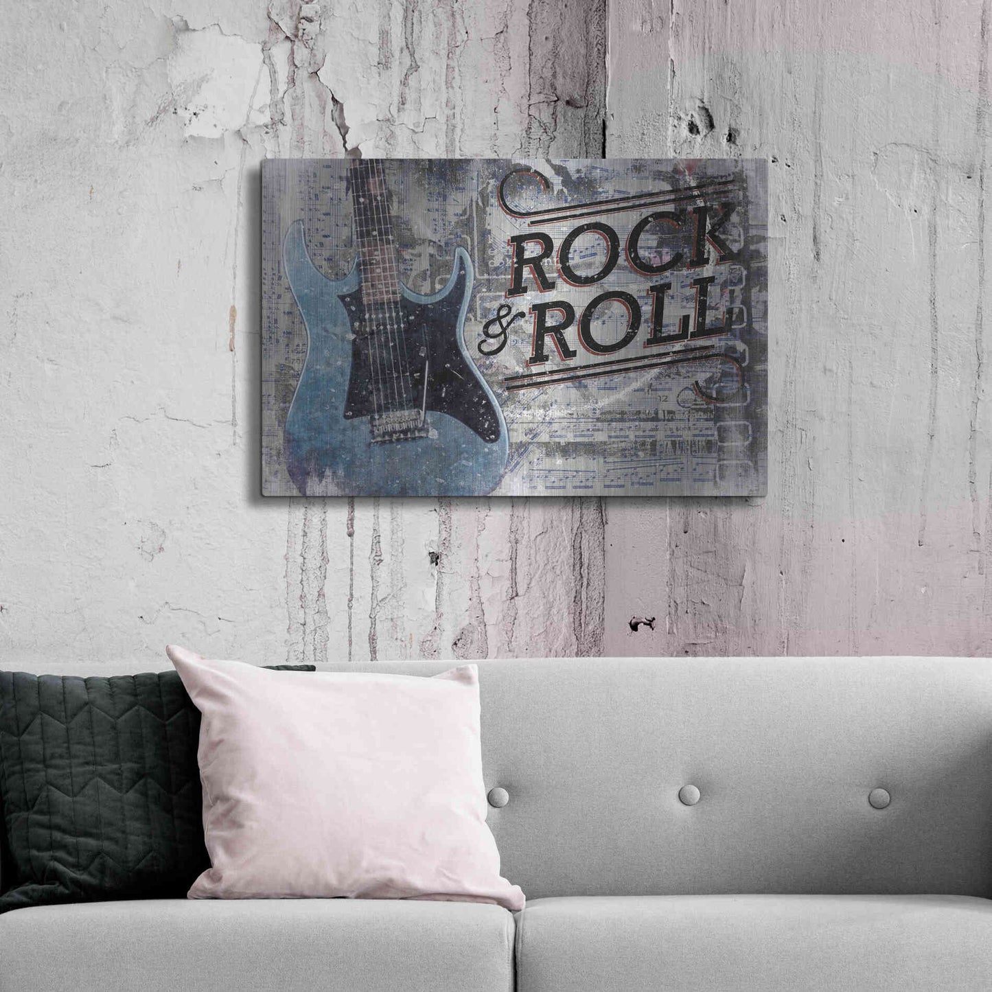 Luxe Metal Art 'Rock & Roll Guitar' by Cloverfield & Co, Metal Wall Art,36x24