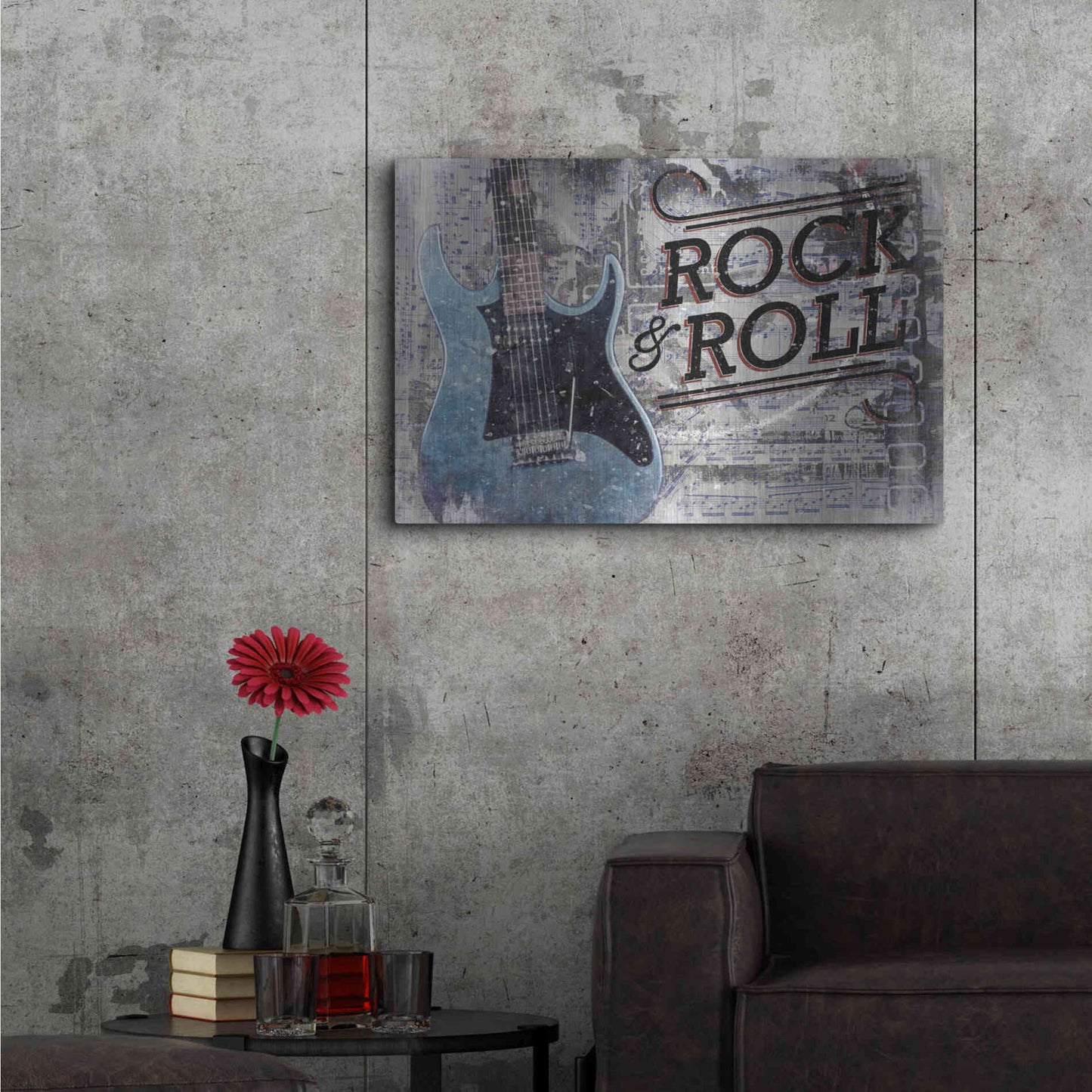Luxe Metal Art 'Rock & Roll Guitar' by Cloverfield & Co, Metal Wall Art,36x24