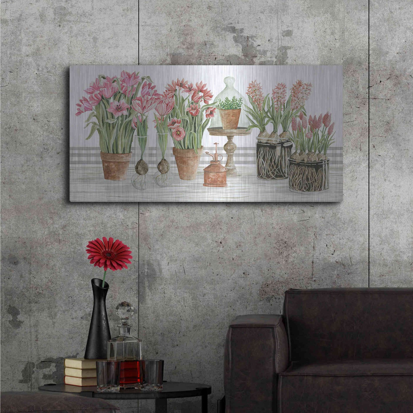 Luxe Metal Art 'Pink Spring Florals' by Cindy Jacobs, Metal Wall Art,48x24