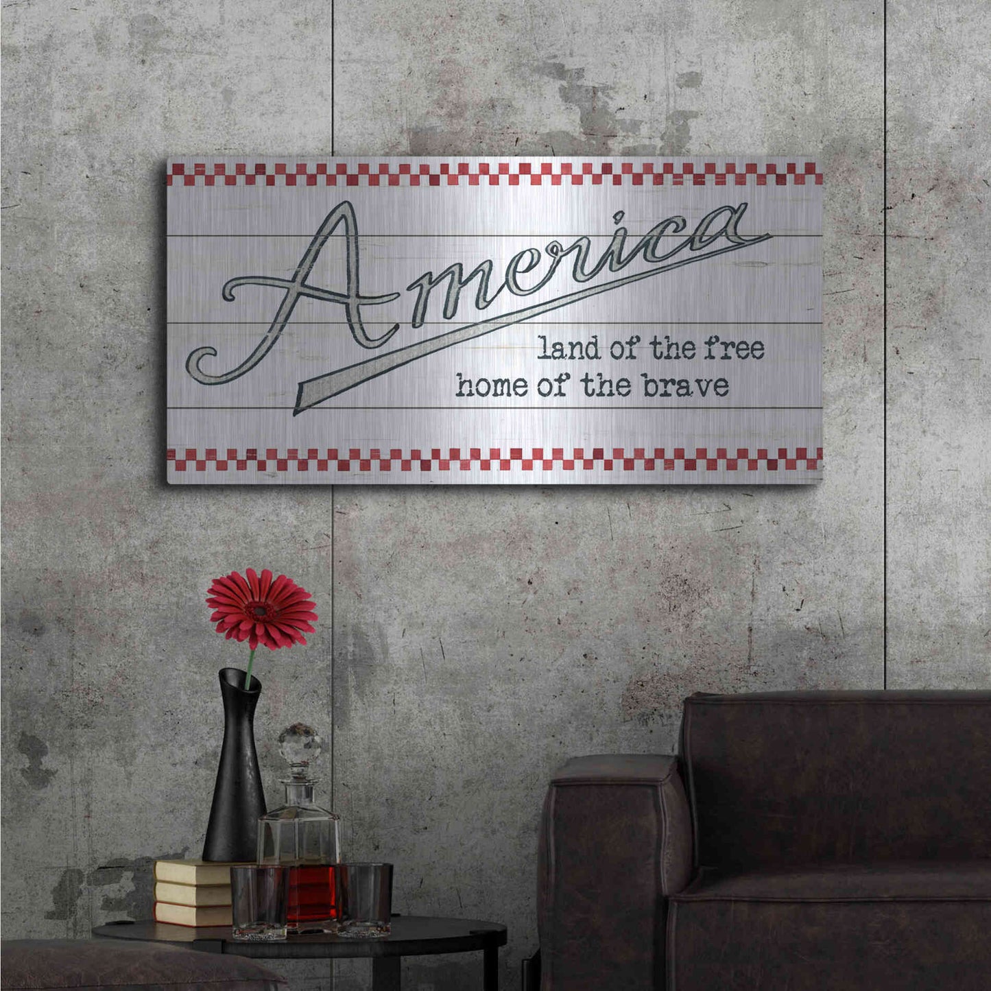 Luxe Metal Art 'America - Land of the Free' by Cindy Jacobs, Metal Wall Art,48x24