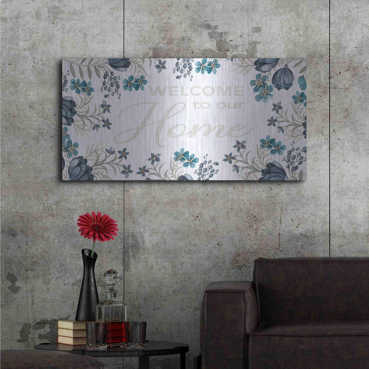 Luxe Metal Art 'Welcome to Our Home' by Cindy Jacobs, Metal Wall Art,48x24