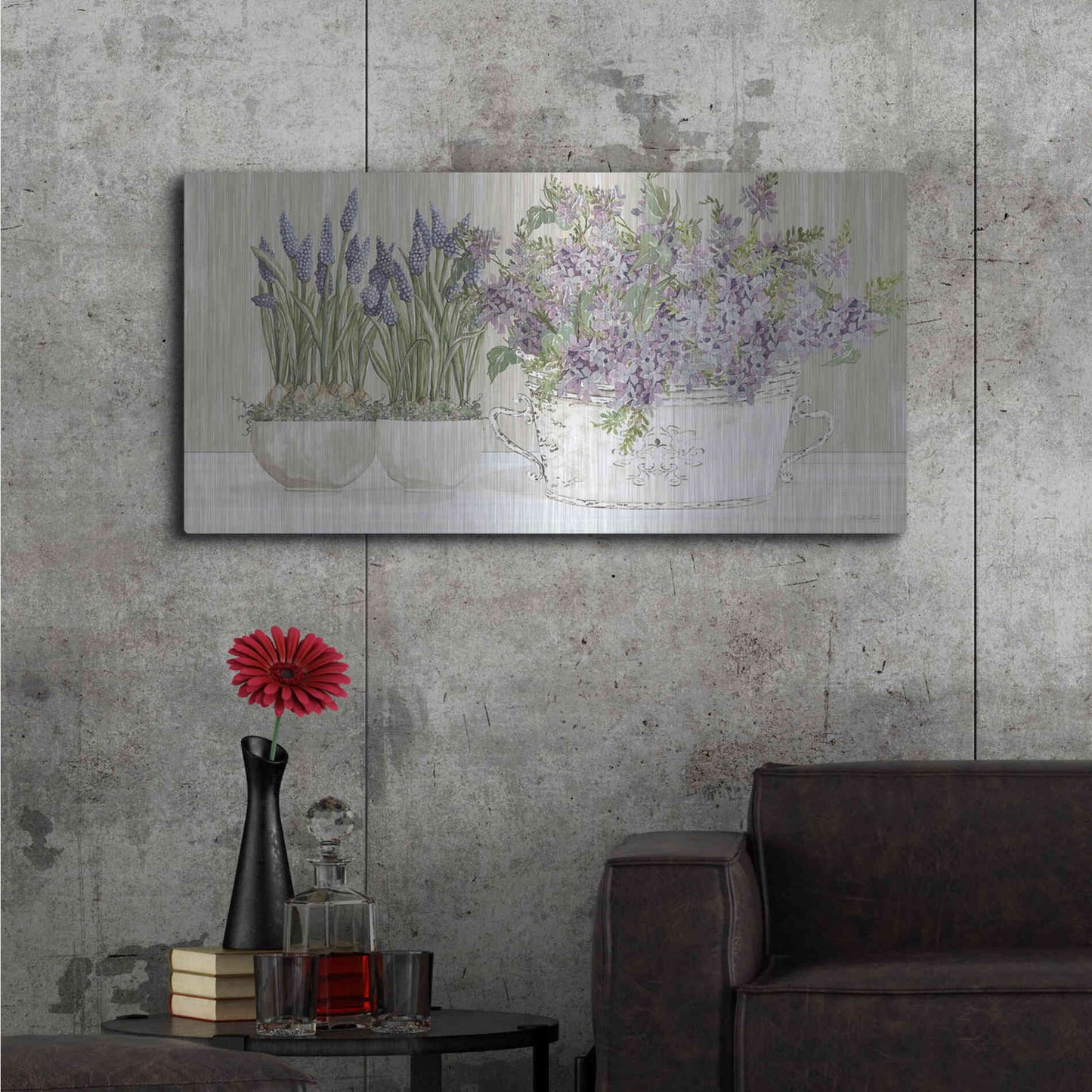 Luxe Metal Art 'Life is Better with Flowers' by Cindy Jacobs, Metal Wall Art,48x24