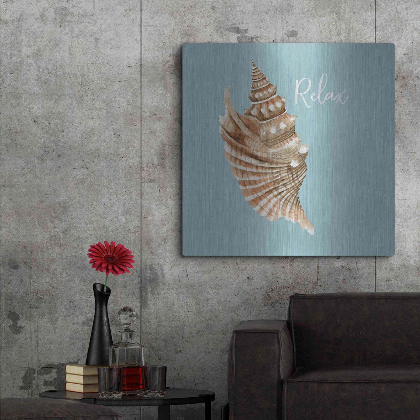 Luxe Metal Art 'Relax Seashell' by Cindy Jacobs, Metal Wall Art,36x36
