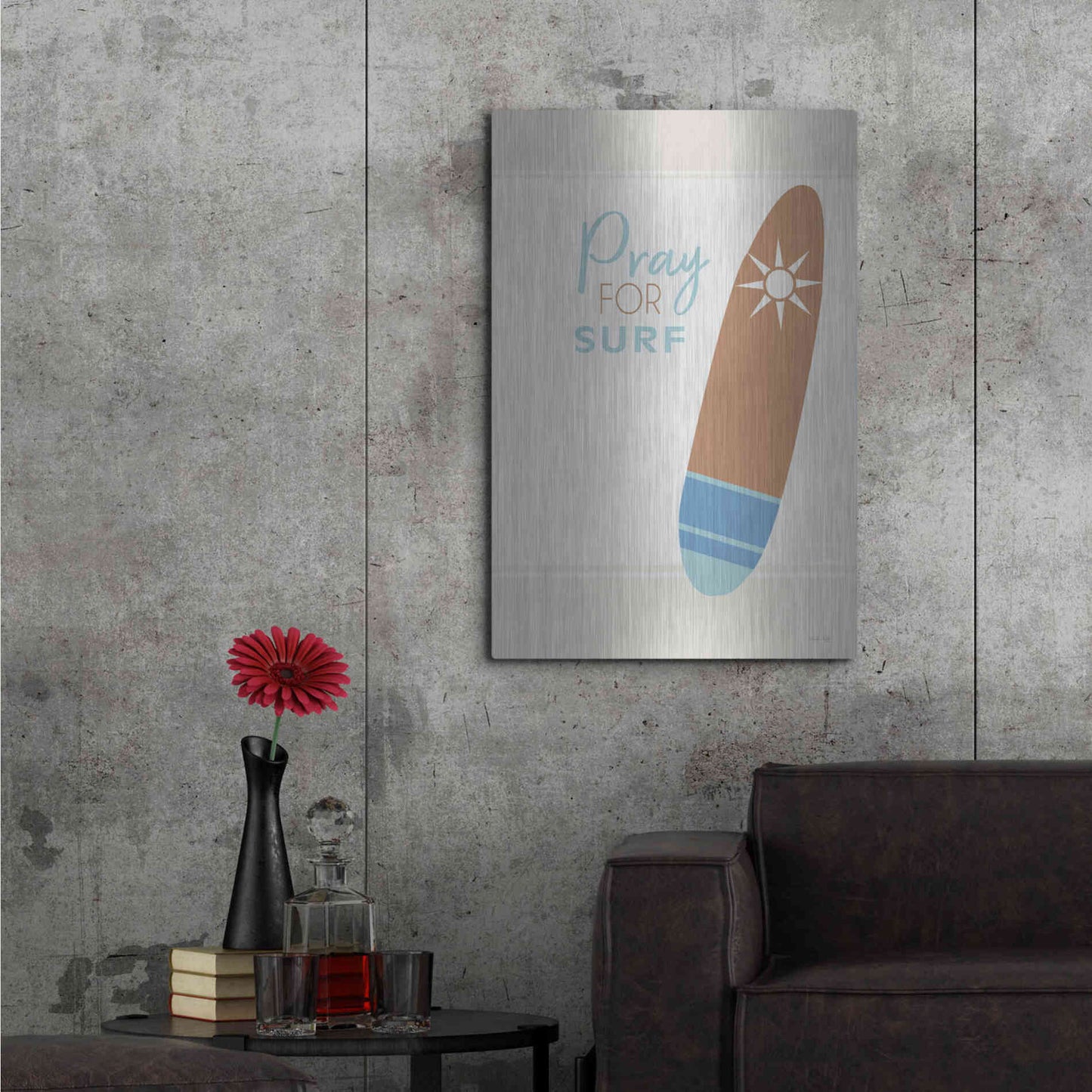 Luxe Metal Art 'Pray For Surf' by Cindy Jacobs, Metal Wall Art,24x36