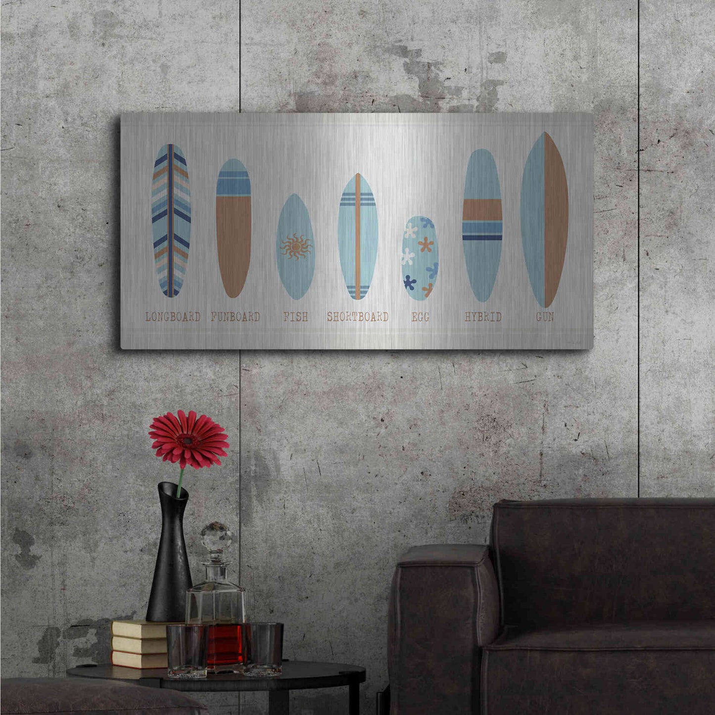 Luxe Metal Art 'Surfboards a Plenty' by Cindy Jacobs, Metal Wall Art,48x24