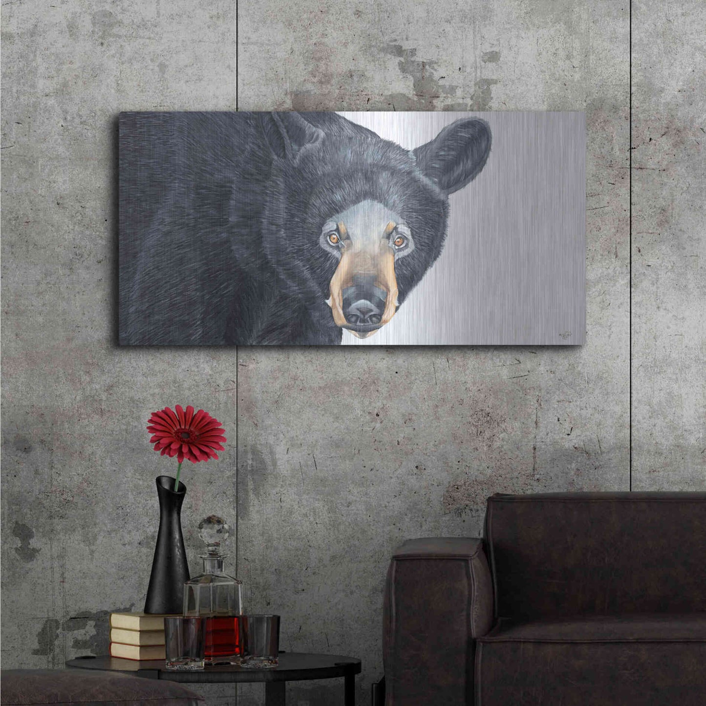 Luxe Metal Art 'Black Bear' by Diane Fifer, Metal Wall Art,48x24