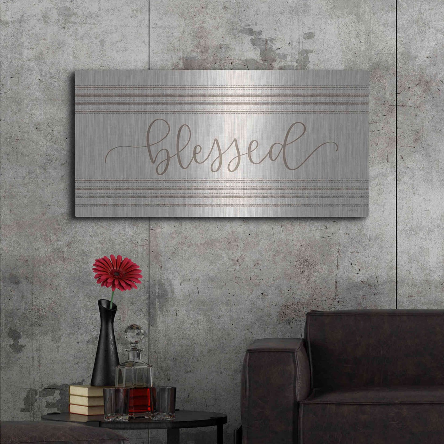 Luxe Metal Art 'Blessed 3' by Imperfect Dust, Metal Wall Art,48x24