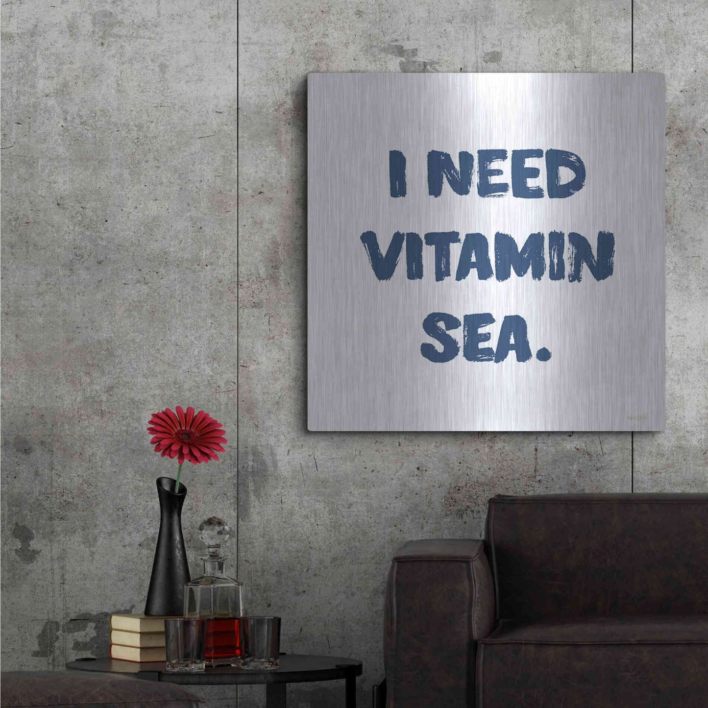 Luxe Metal Art 'I Need Vitamin Sea' by Imperfect Dust, Metal Wall Art,36x36