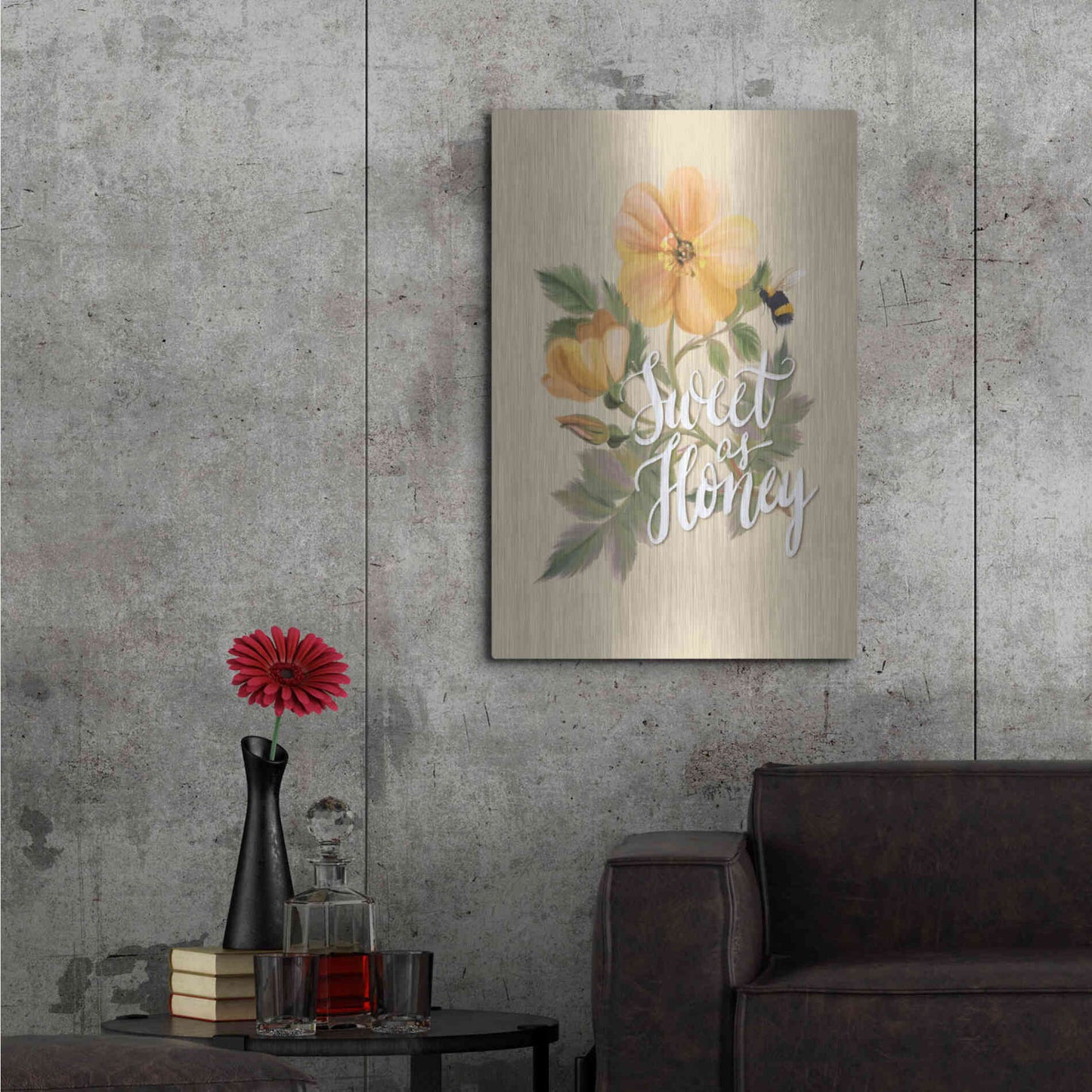 Luxe Metal Art 'Sweet as Honey ' by House Fenway, Metal Wall Art,24x36