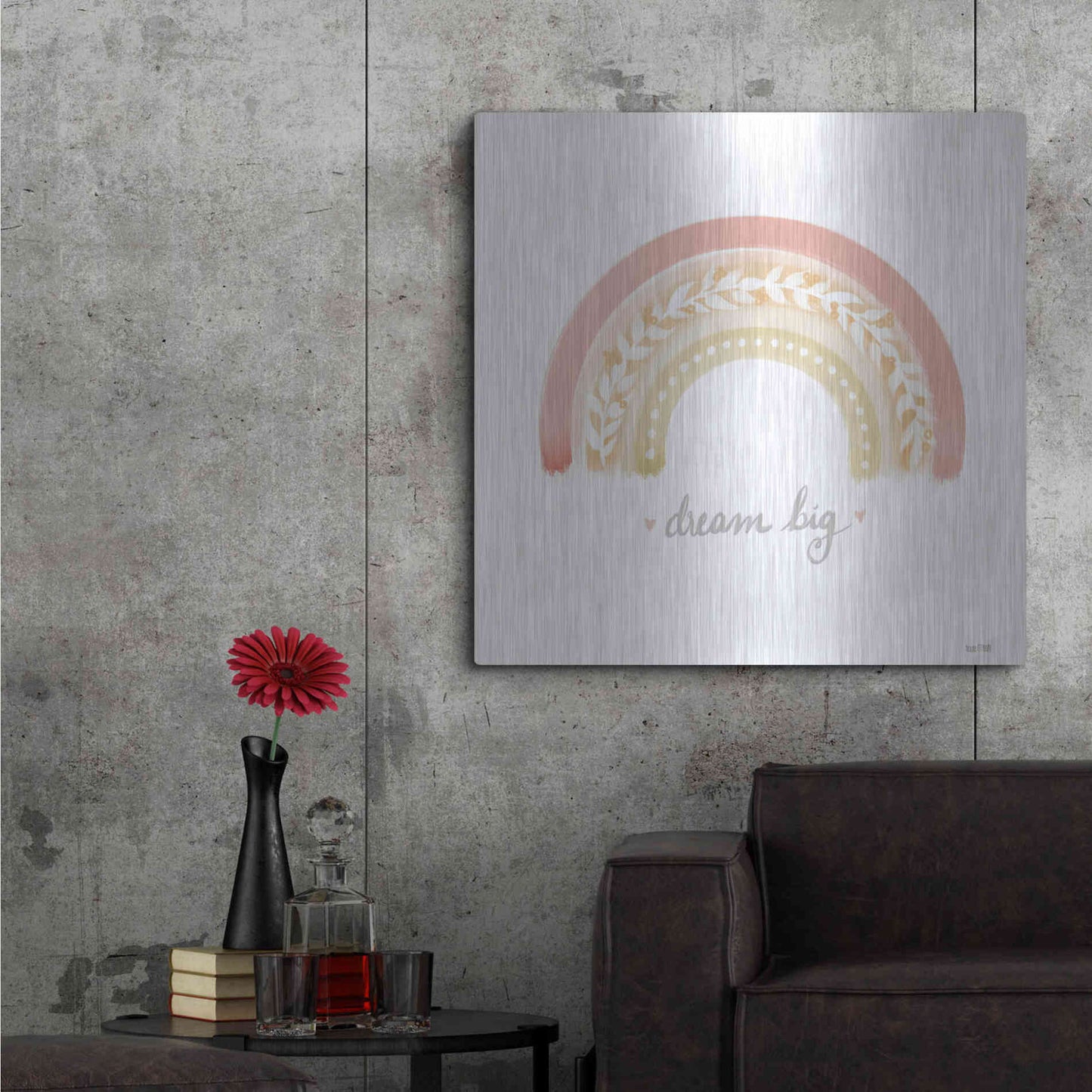 Luxe Metal Art 'Dream Big Rainbow ' by House Fenway, Metal Wall Art,36x36