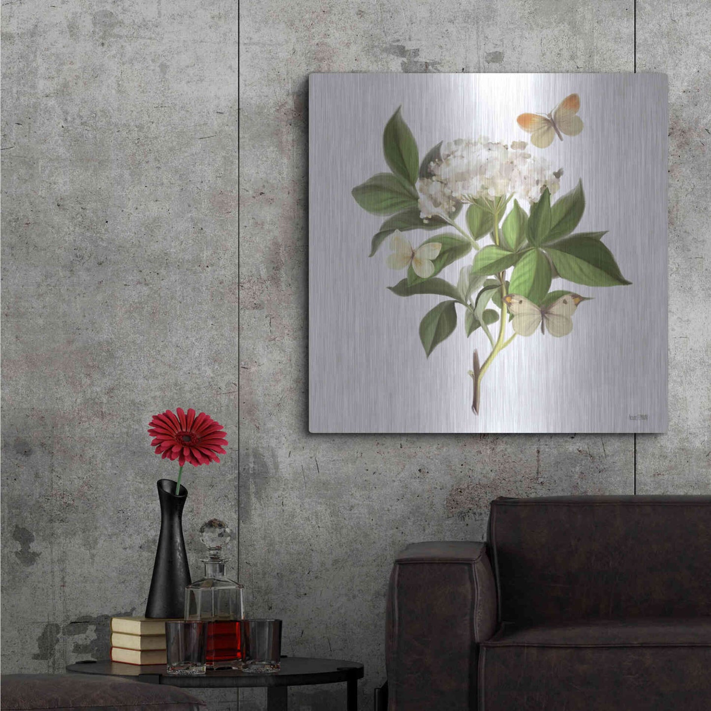 Luxe Metal Art 'Wildflowers and Butterflies II' by House Fenway, Metal Wall Art,36x36