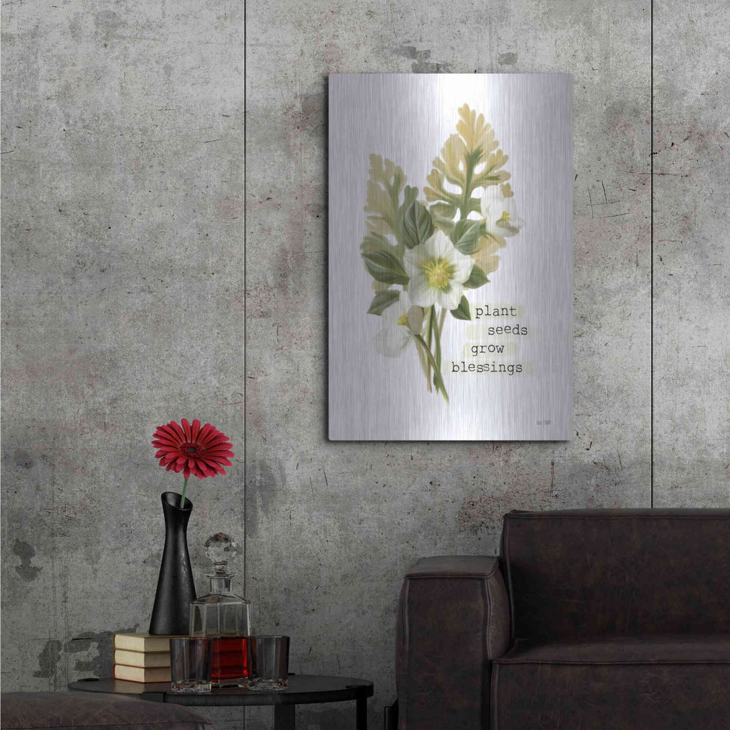 Luxe Metal Art 'Grow Blessings' by House Fenway, Metal Wall Art,24x36