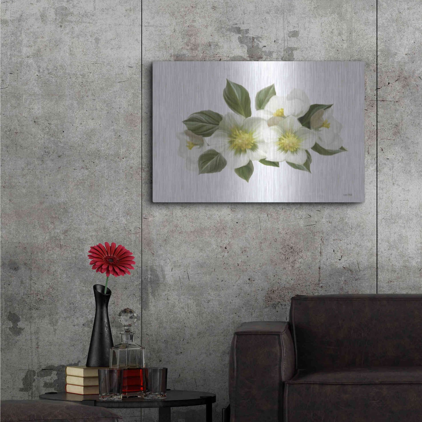 Luxe Metal Art 'White Wildflowers' by House Fenway, Metal Wall Art,36x24