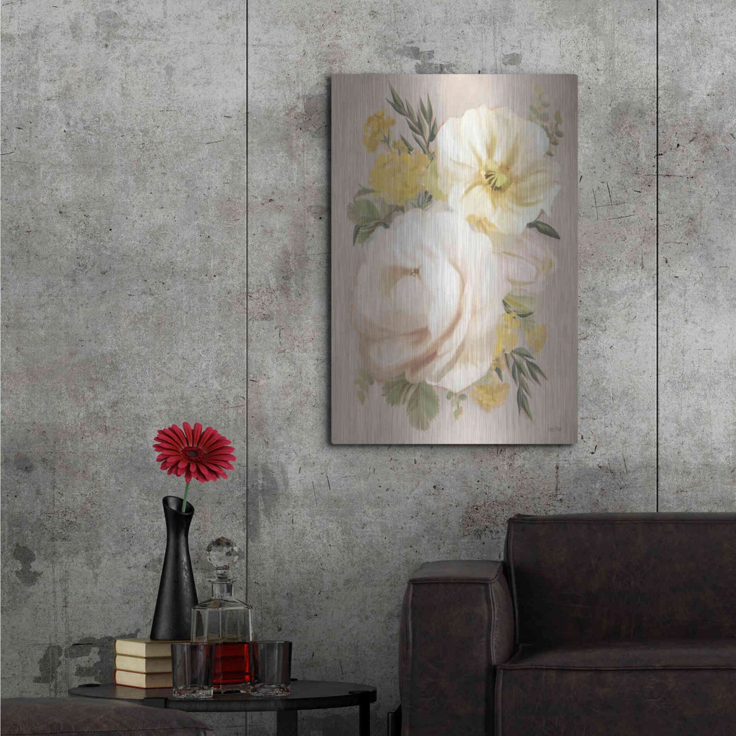 Luxe Metal Art 'Peach Peony Bouquet' by House Fenway, Metal Wall Art,24x36