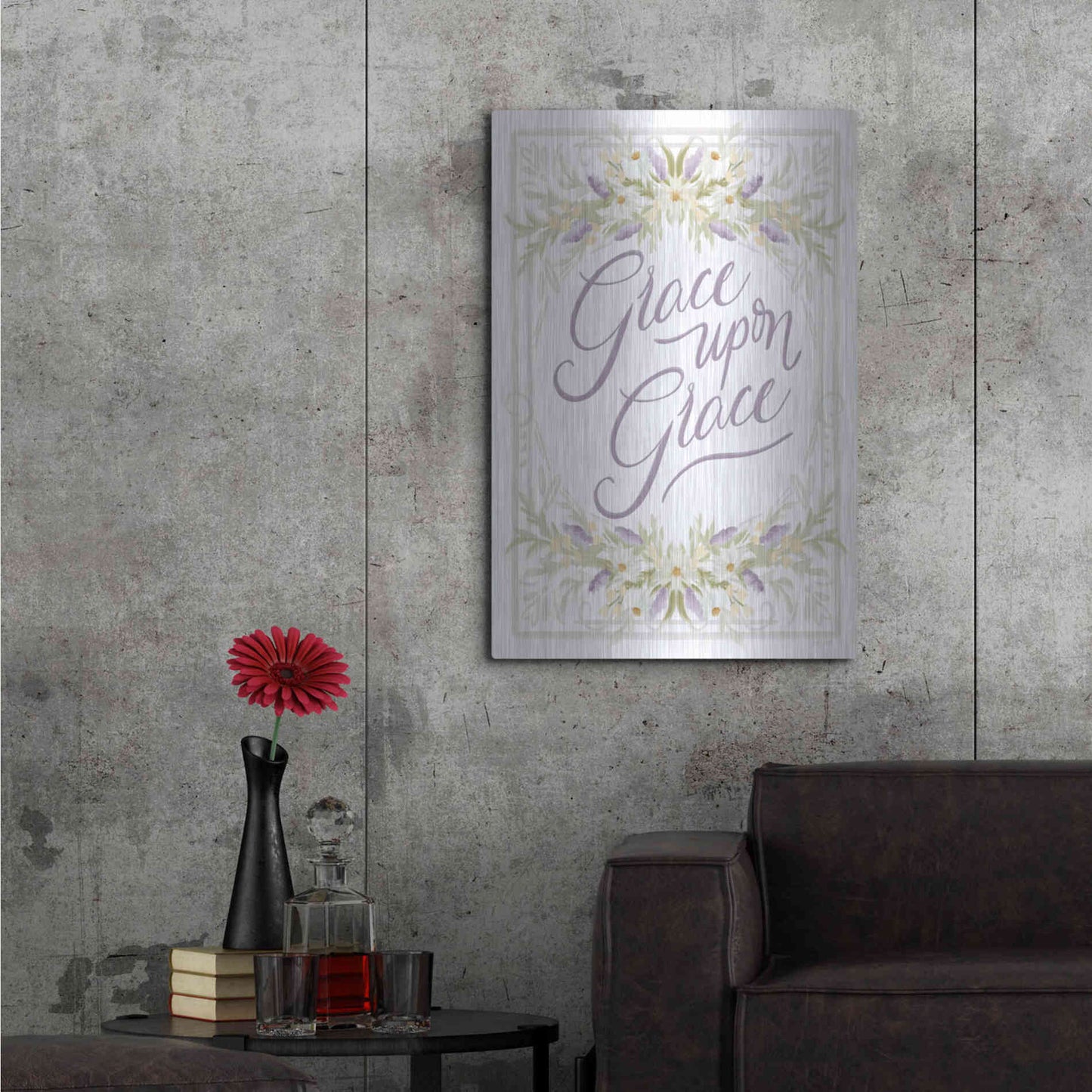 Luxe Metal Art 'Grace Upon Grace' by House Fenway, Metal Wall Art,24x36