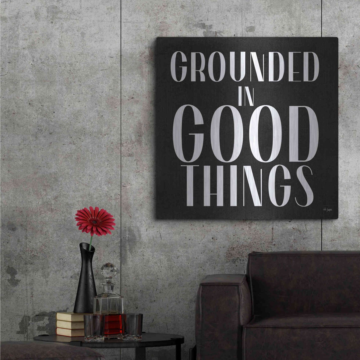 Luxe Metal Art 'Grounded in Good Things' by Jaxn Blvd., Metal Wall Art,36x36