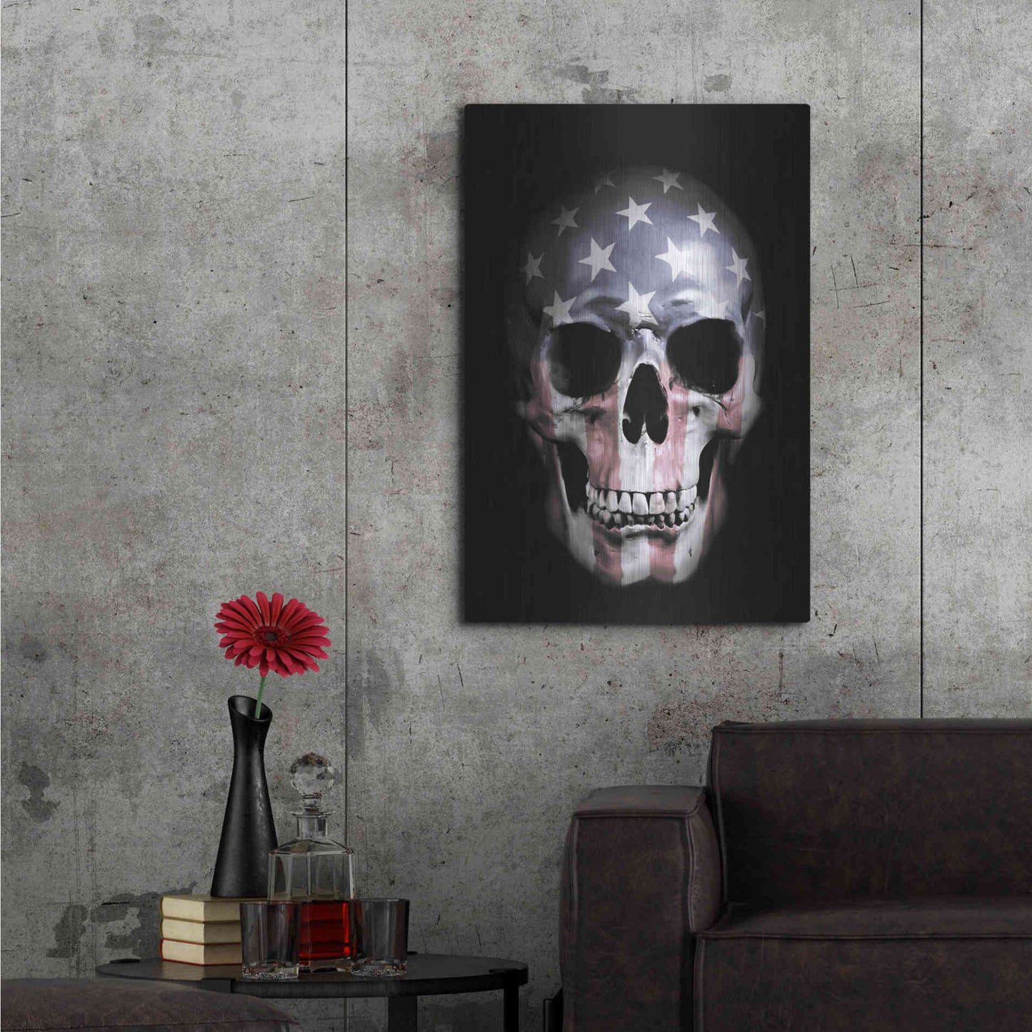 Luxe Metal Art 'American Skull' by Nicklas Gustafsson, Metal Wall Art,24x36