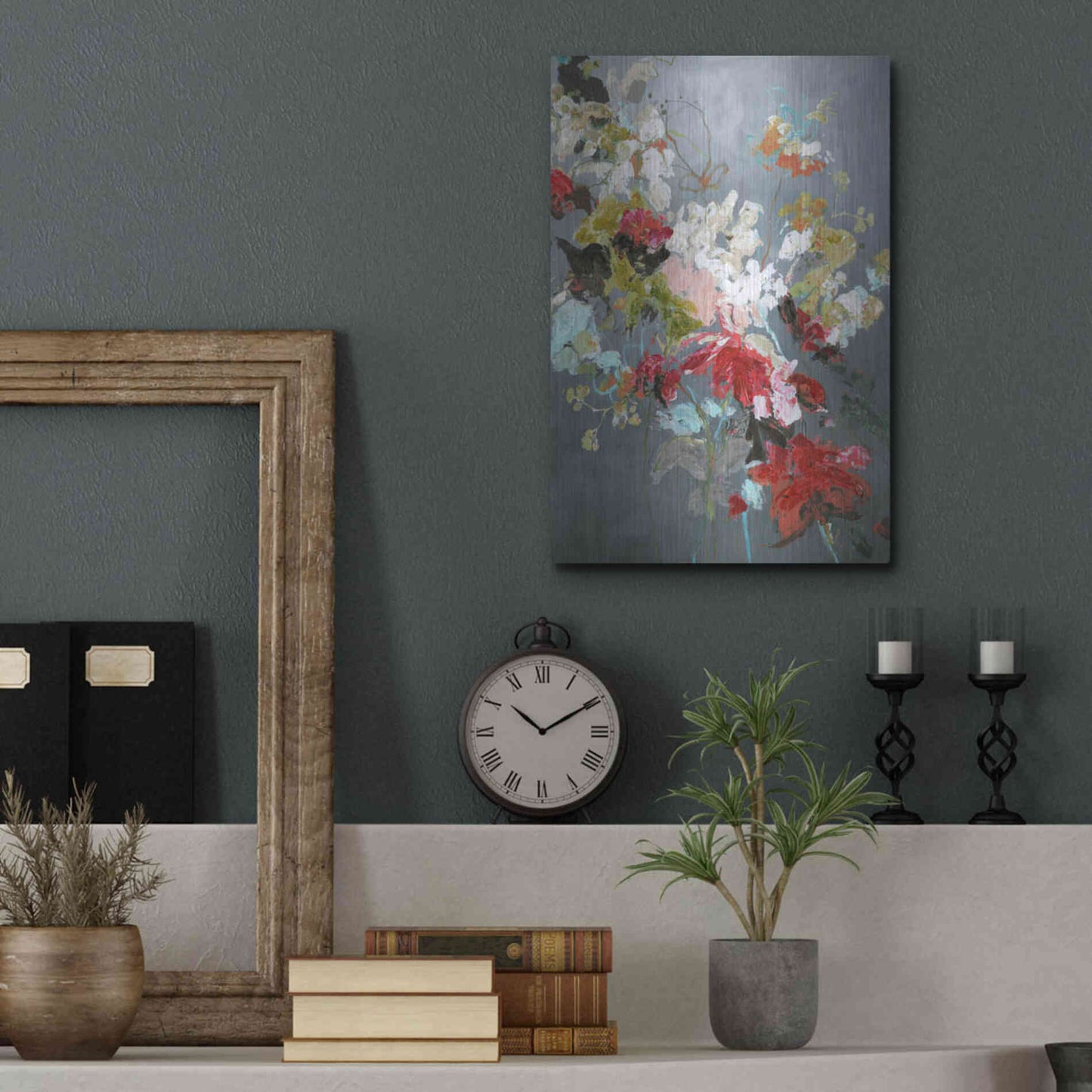Luxe Metal Art 'Abstract Floral 2' by Design Fabrikken, Metal Wall Art,12x16