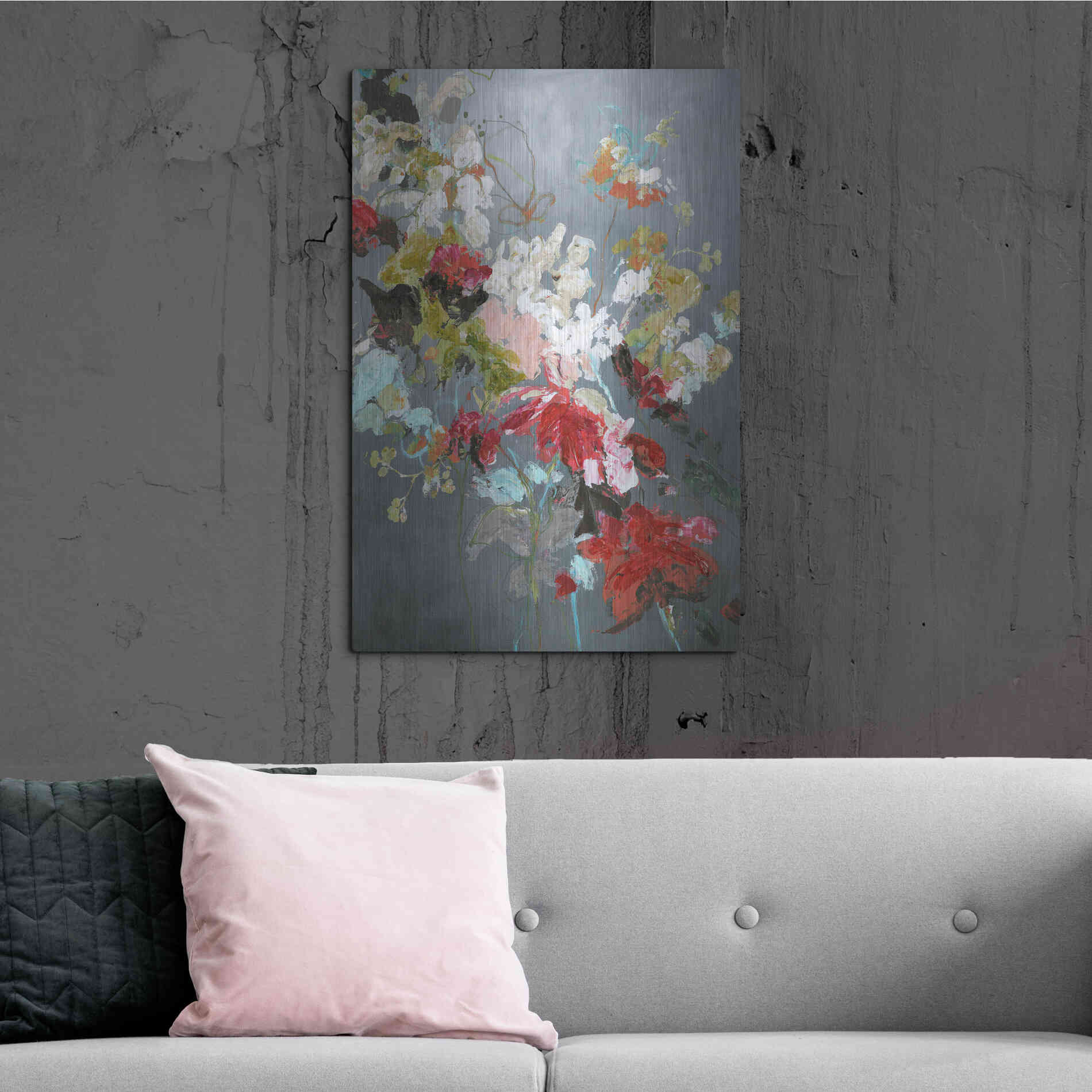 Luxe Metal Art 'Abstract Floral 2' by Design Fabrikken, Metal Wall Art,24x36