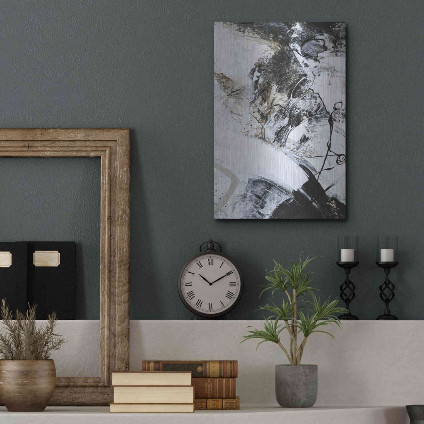 Luxe Metal Art 'Black and White 1' by Design Fabrikken, Metal Wall Art,12x16