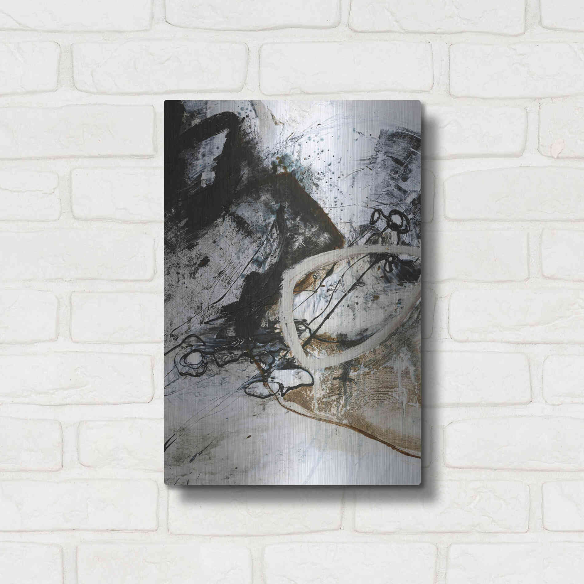 Luxe Metal Art 'Black and White 2' by Design Fabrikken, Metal Wall Art,12x16