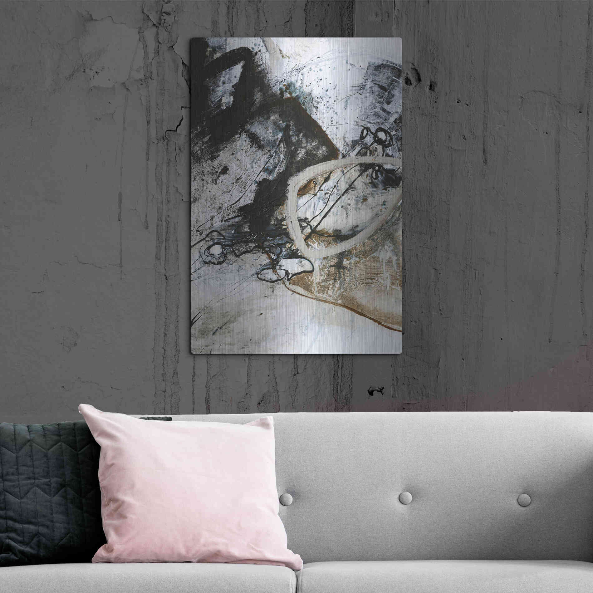 Luxe Metal Art 'Black and White 2' by Design Fabrikken, Metal Wall Art,24x36