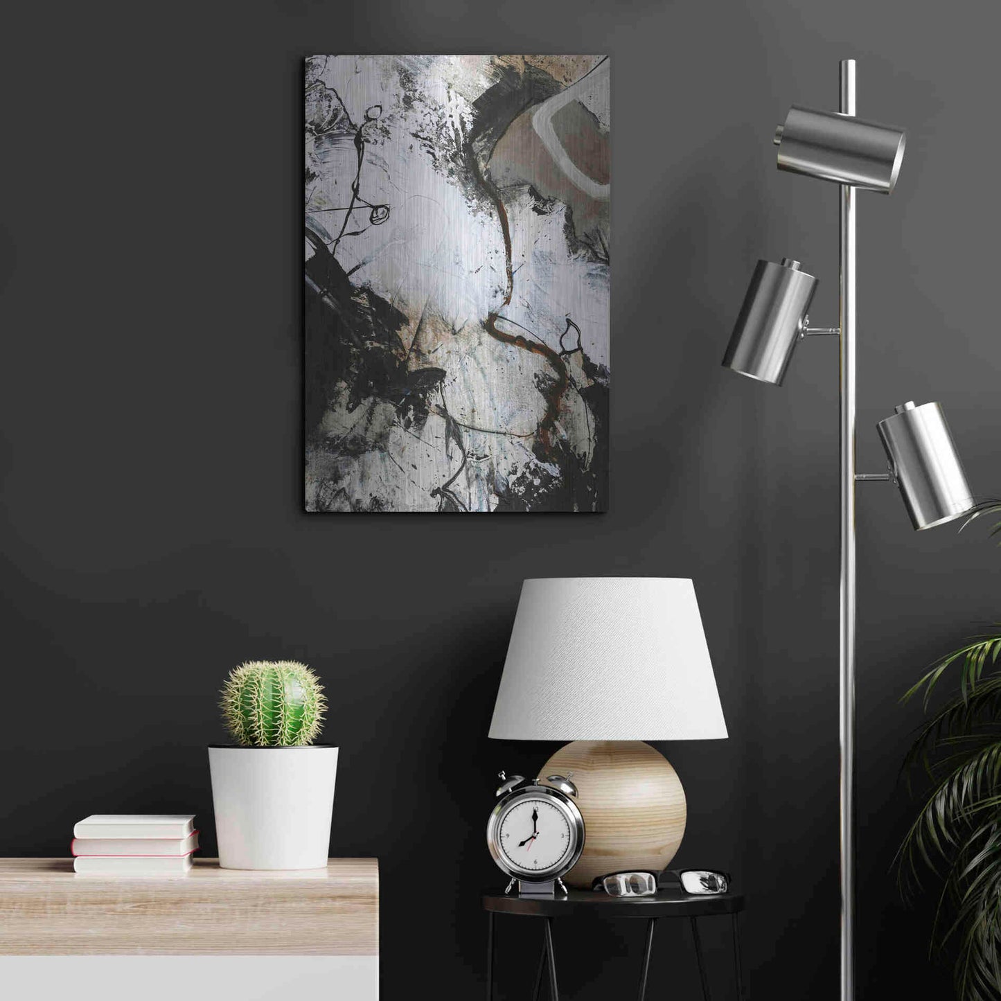 Luxe Metal Art 'Black and White 3' by Design Fabrikken, Metal Wall Art,16x24