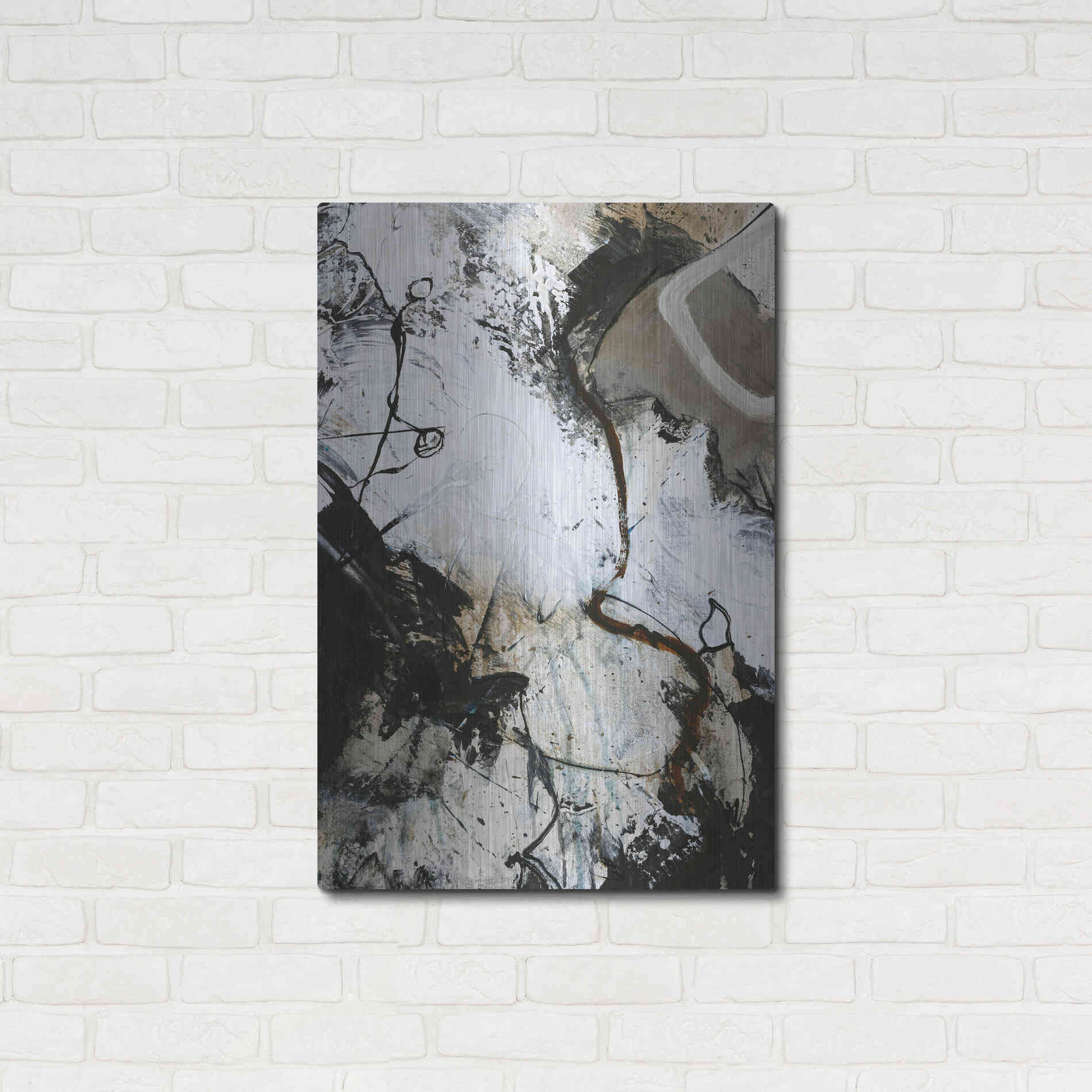 Luxe Metal Art 'Black and White 3' by Design Fabrikken, Metal Wall Art,24x36