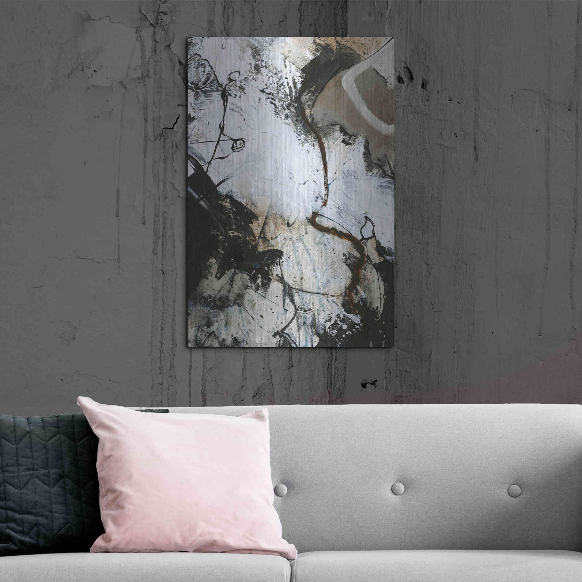 Luxe Metal Art 'Black and White 3' by Design Fabrikken, Metal Wall Art,24x36