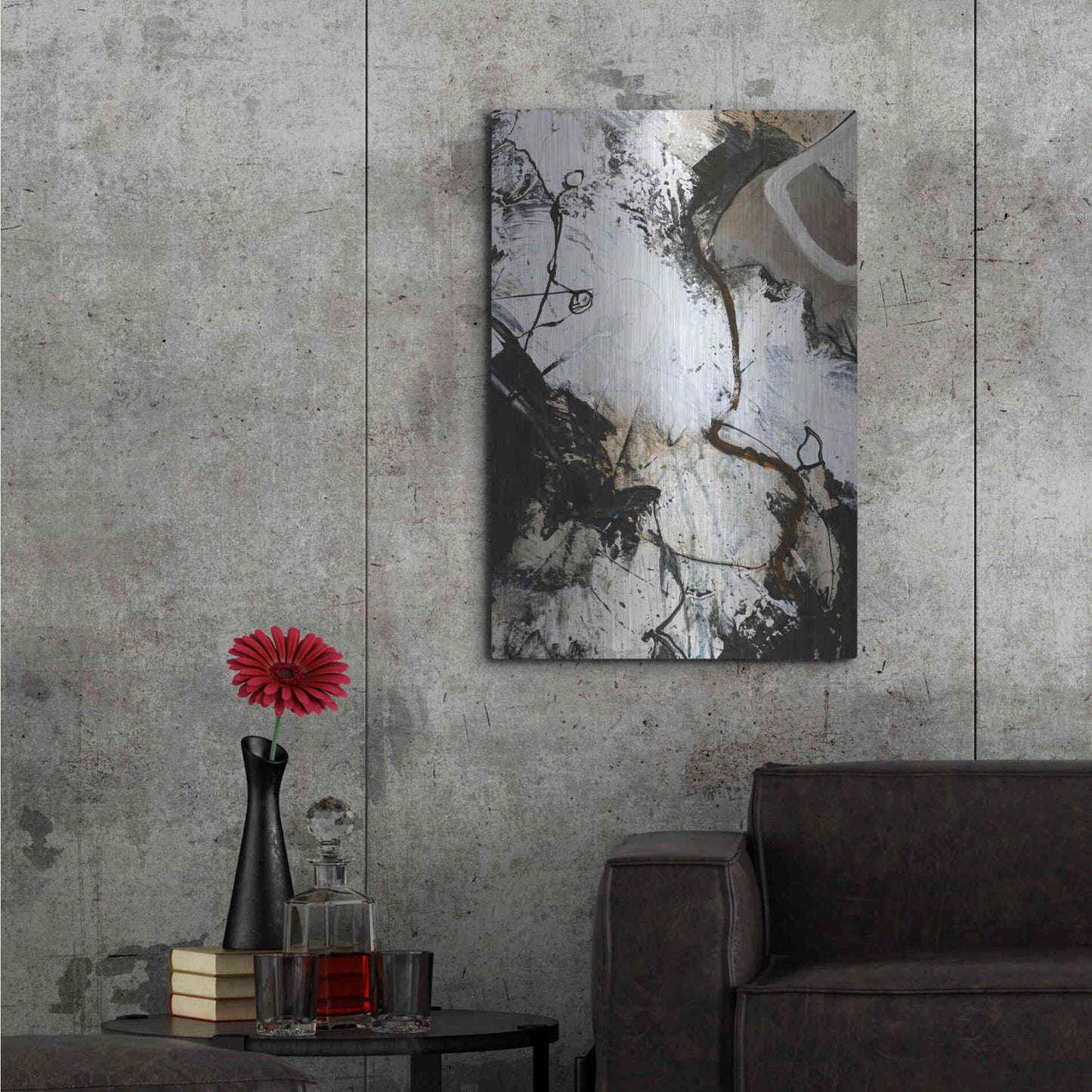 Luxe Metal Art 'Black and White 3' by Design Fabrikken, Metal Wall Art,24x36