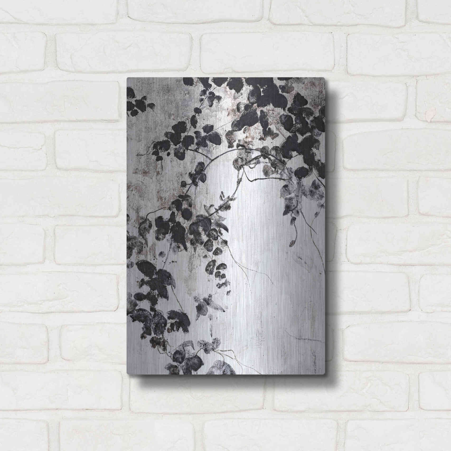 Luxe Metal Art 'Black Leaves' by Design Fabrikken, Metal Wall Art,12x16