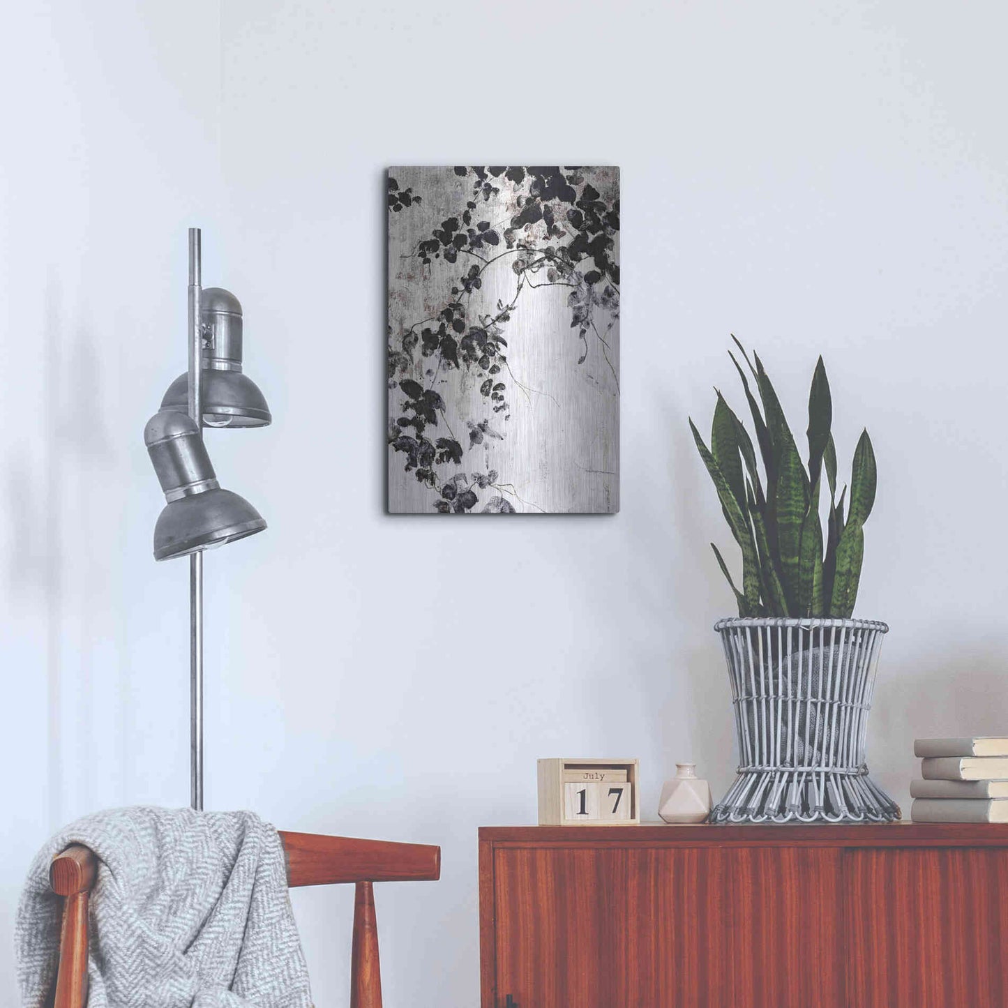 Luxe Metal Art 'Black Leaves' by Design Fabrikken, Metal Wall Art,16x24