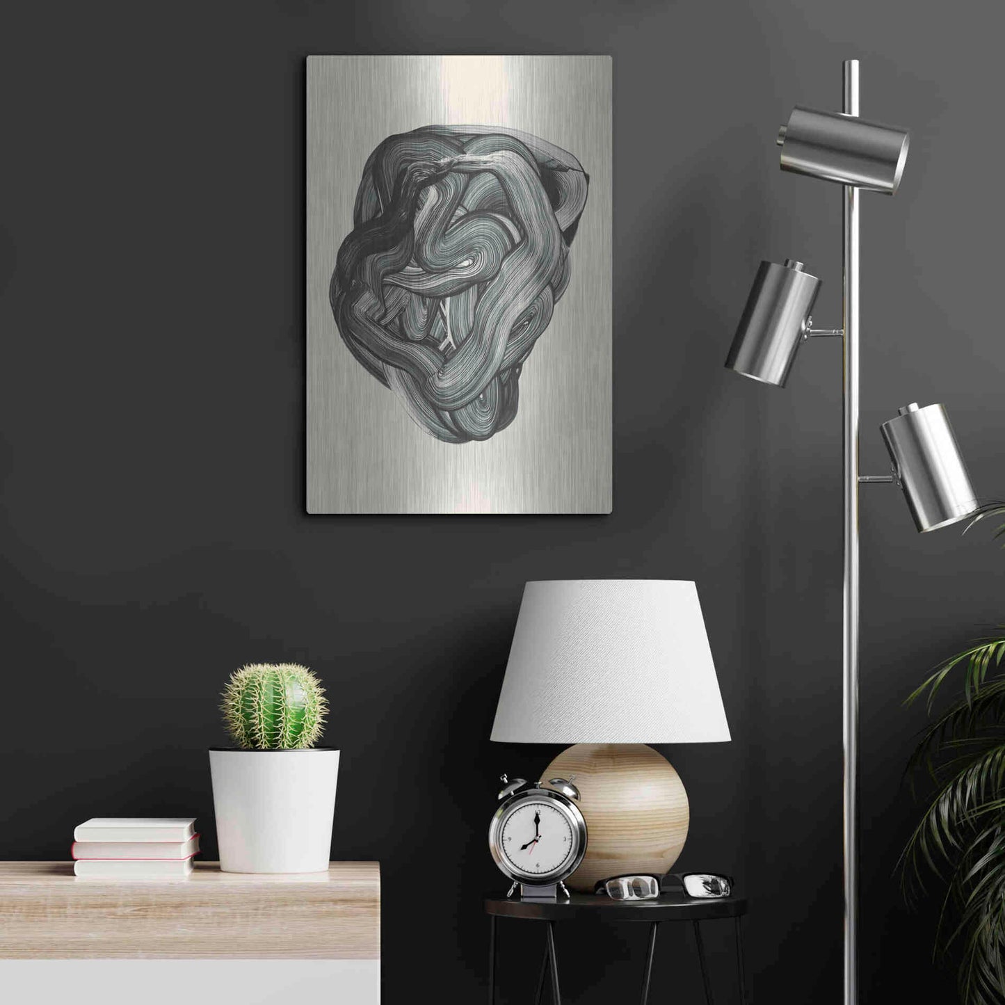 Luxe Metal Art 'Brushed 3' by Design Fabrikken, Metal Wall Art,16x24