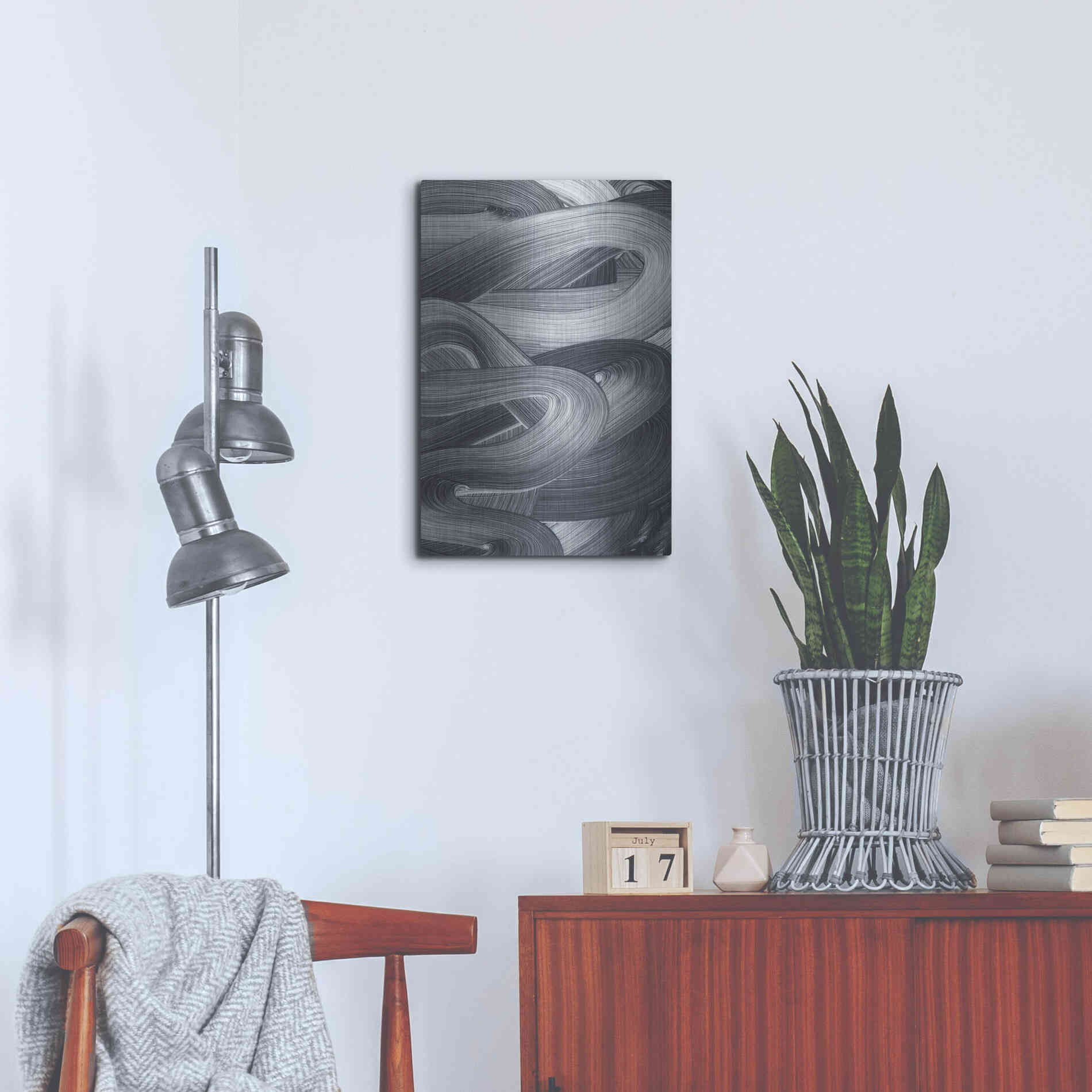 Luxe Metal Art 'Brushed 4' by Design Fabrikken, Metal Wall Art,16x24