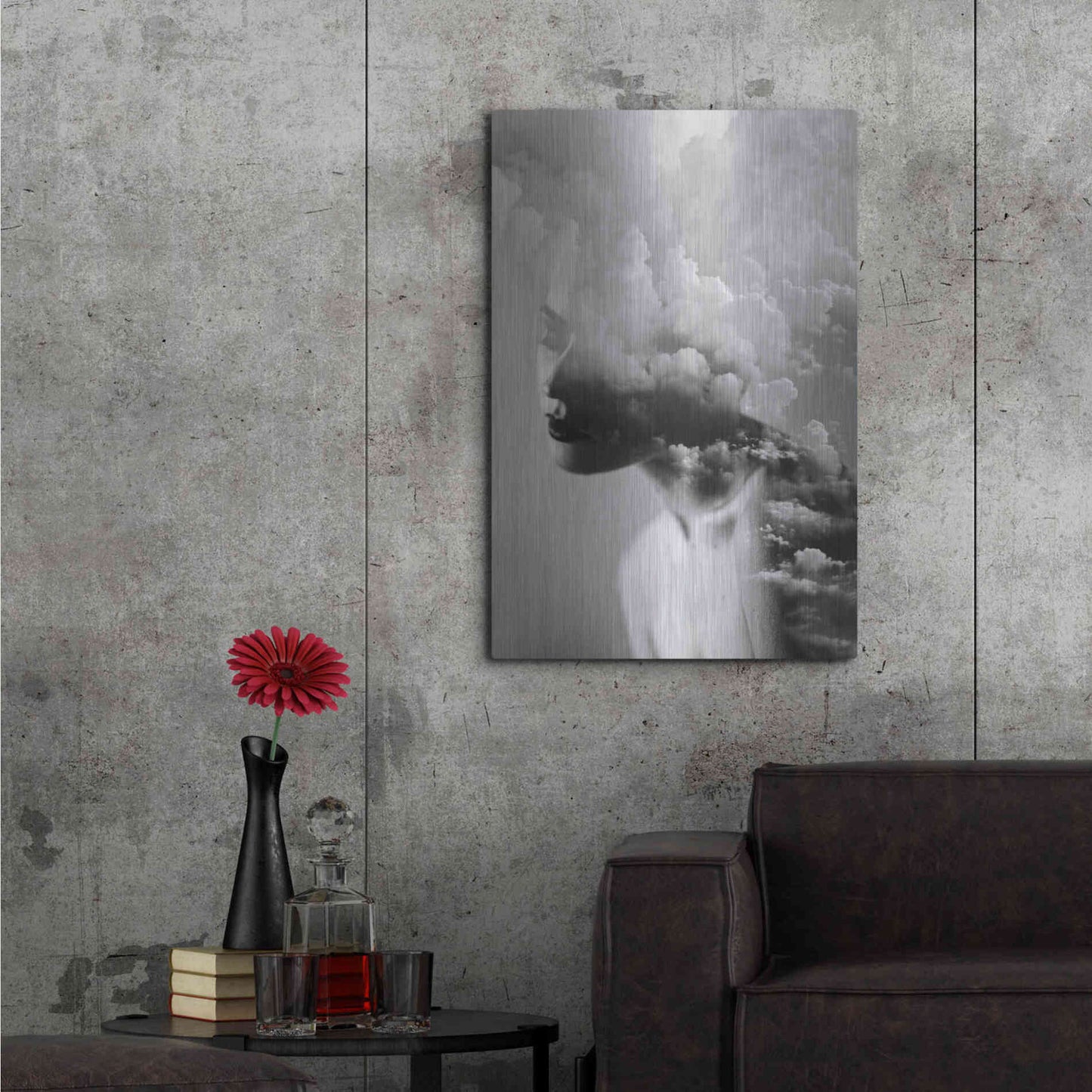 Luxe Metal Art 'Cloudy Mind' by Design Fabrikken, Metal Wall Art,24x36