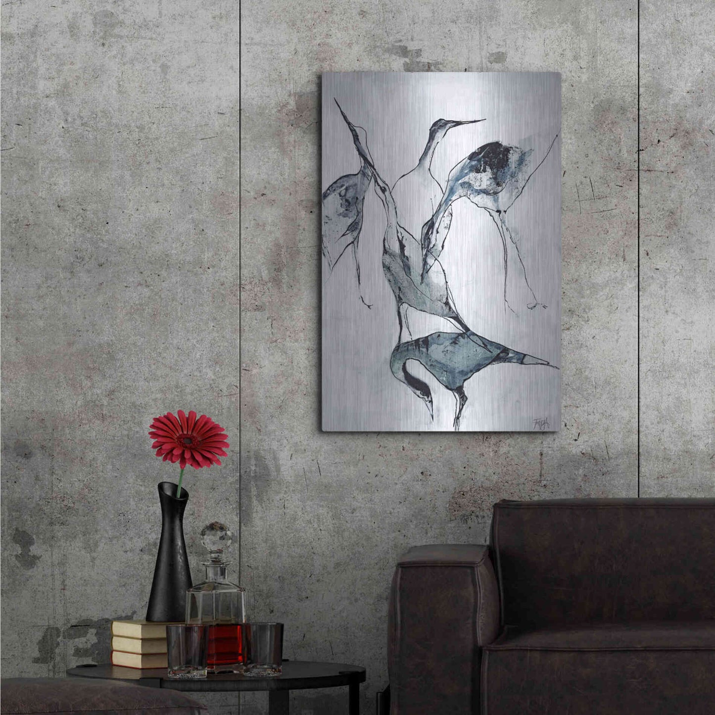 Luxe Metal Art 'Crane 1' by Design Fabrikken, Metal Wall Art,24x36