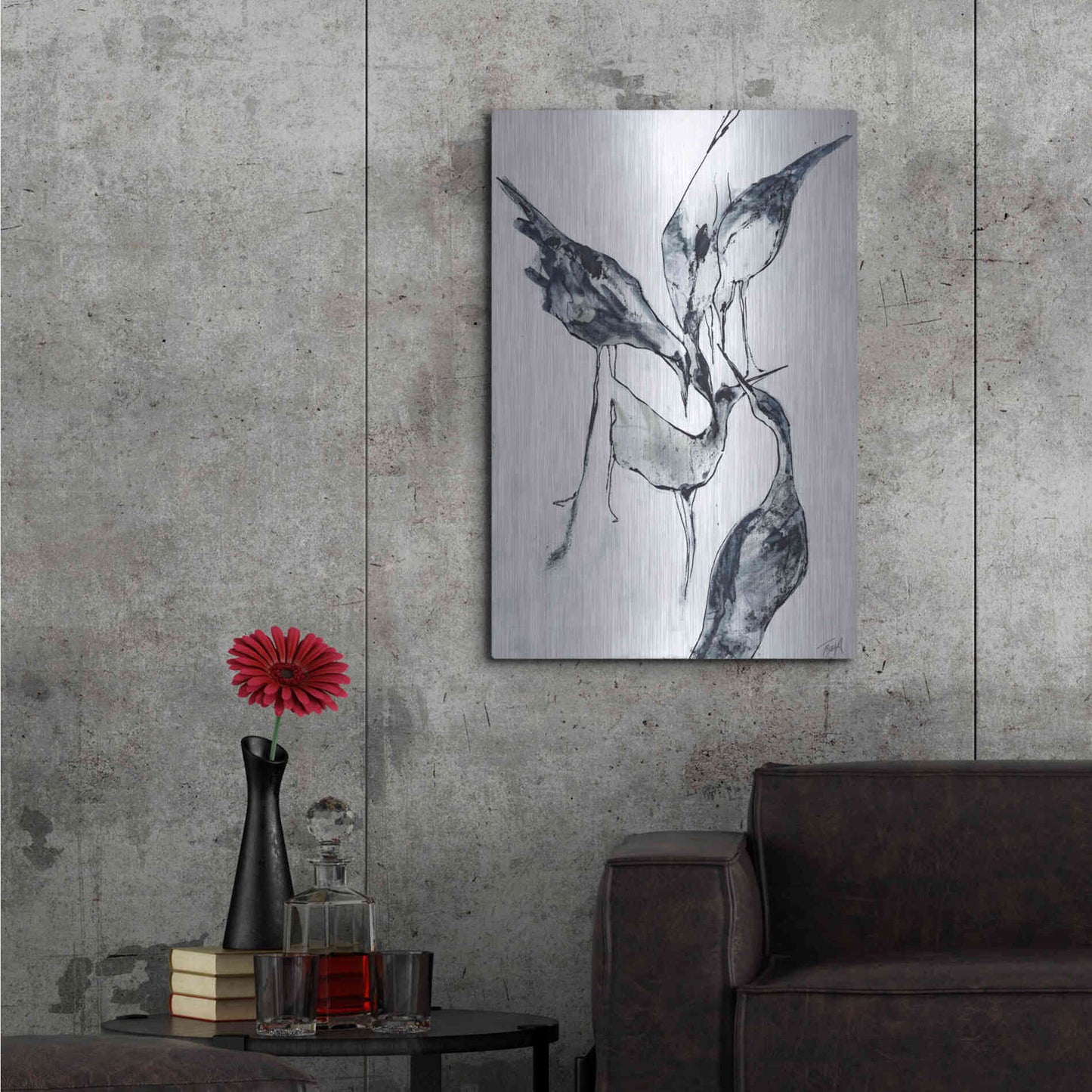 Luxe Metal Art 'Crane 2' by Design Fabrikken, Metal Wall Art,24x36