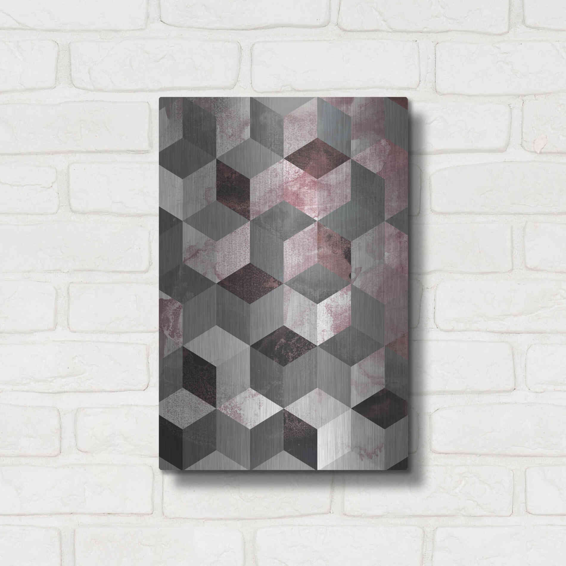Luxe Metal Art 'Cubes Rose' by Design Fabrikken, Metal Wall Art,12x16