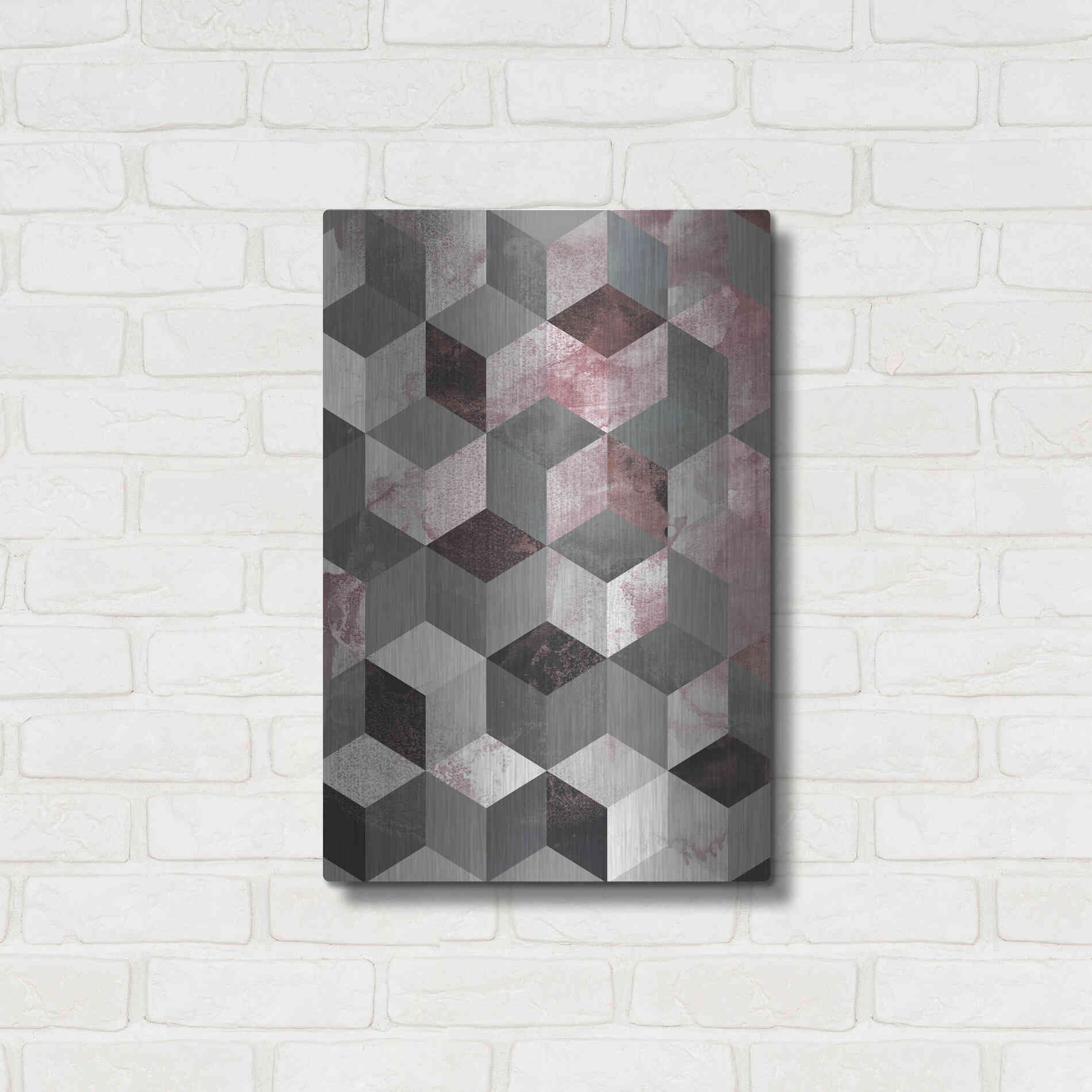 Luxe Metal Art 'Cubes Rose' by Design Fabrikken, Metal Wall Art,16x24