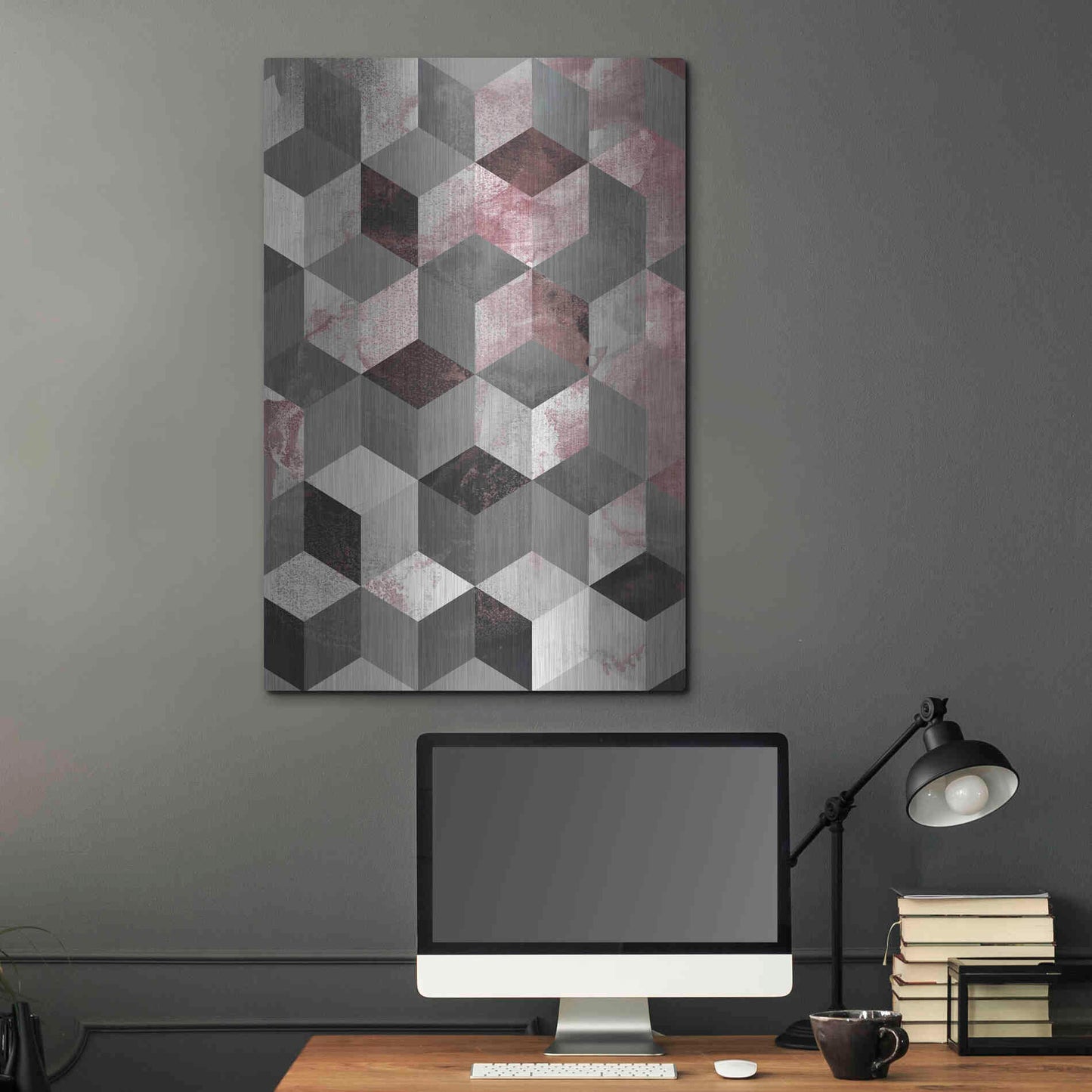 Luxe Metal Art 'Cubes Rose' by Design Fabrikken, Metal Wall Art,24x36