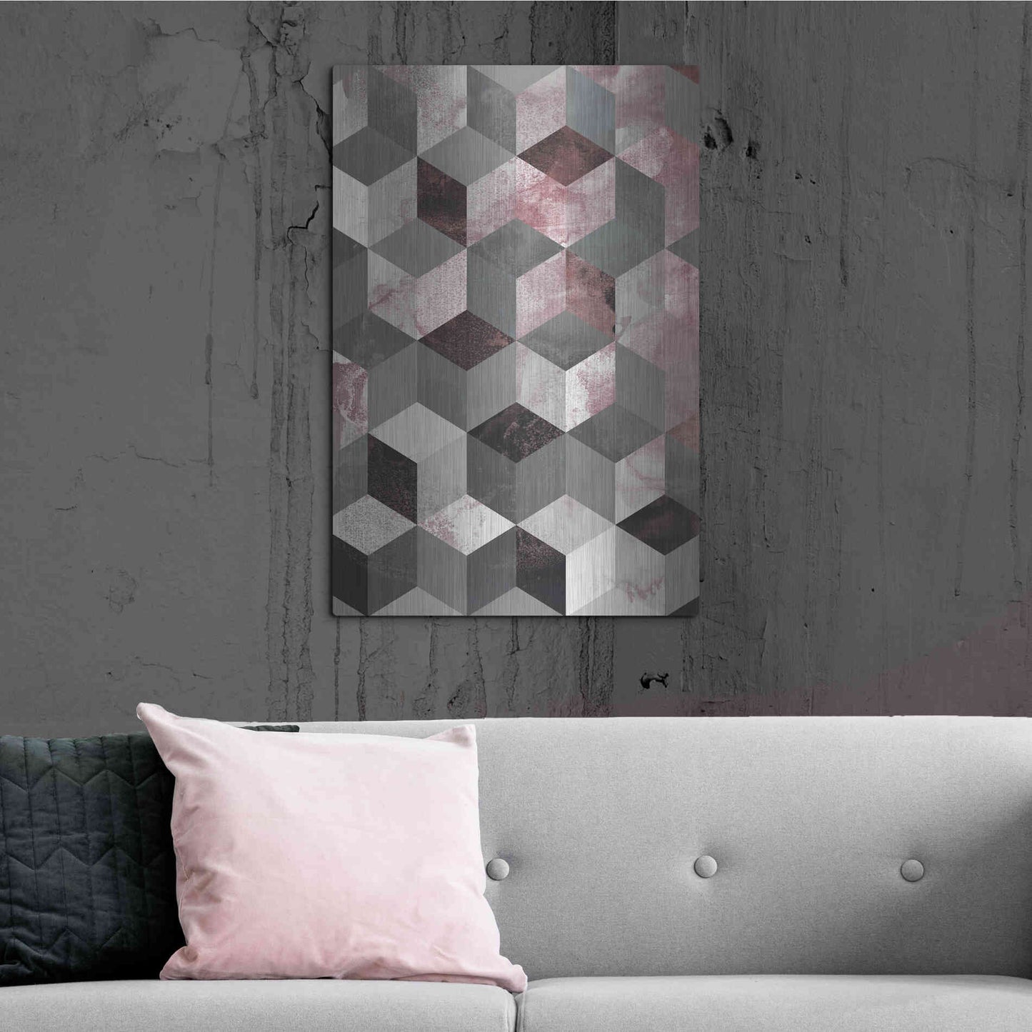 Luxe Metal Art 'Cubes Rose' by Design Fabrikken, Metal Wall Art,24x36