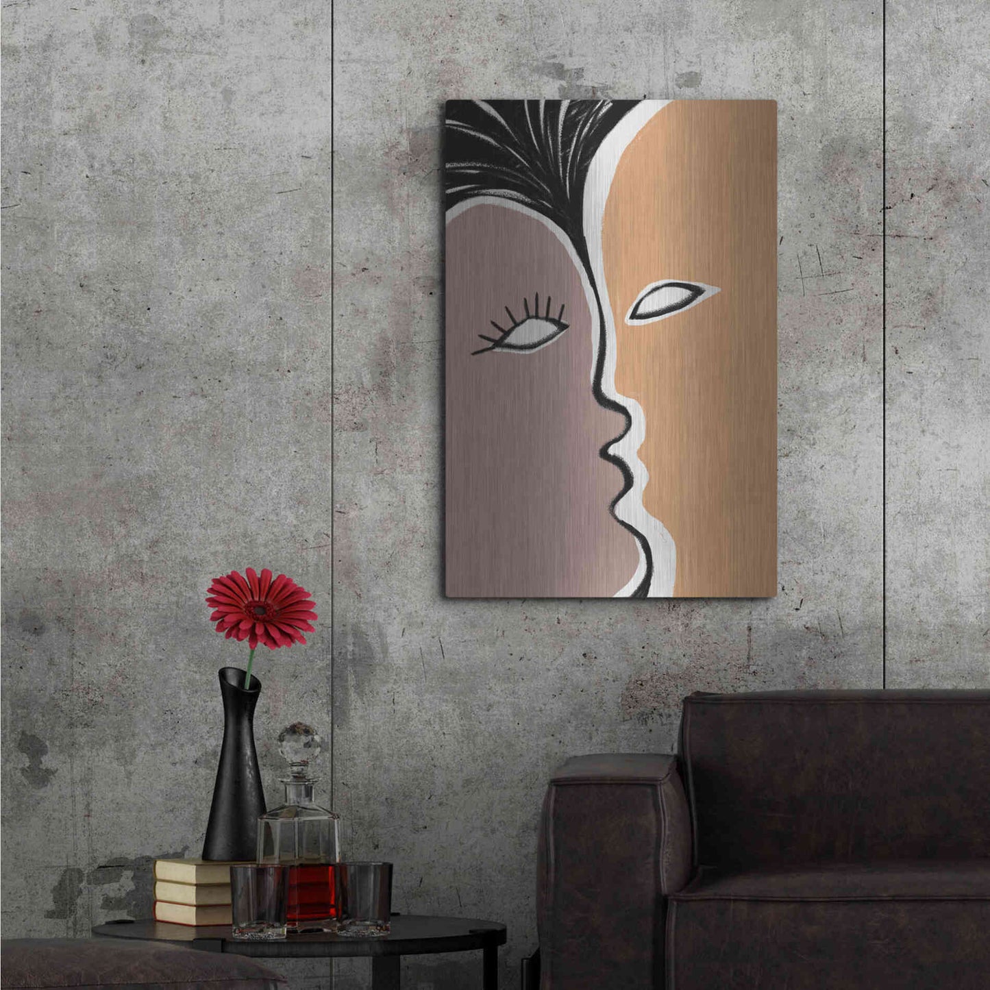 Luxe Metal Art 'Face to Face 2' by Design Fabrikken, Metal Wall Art,24x36